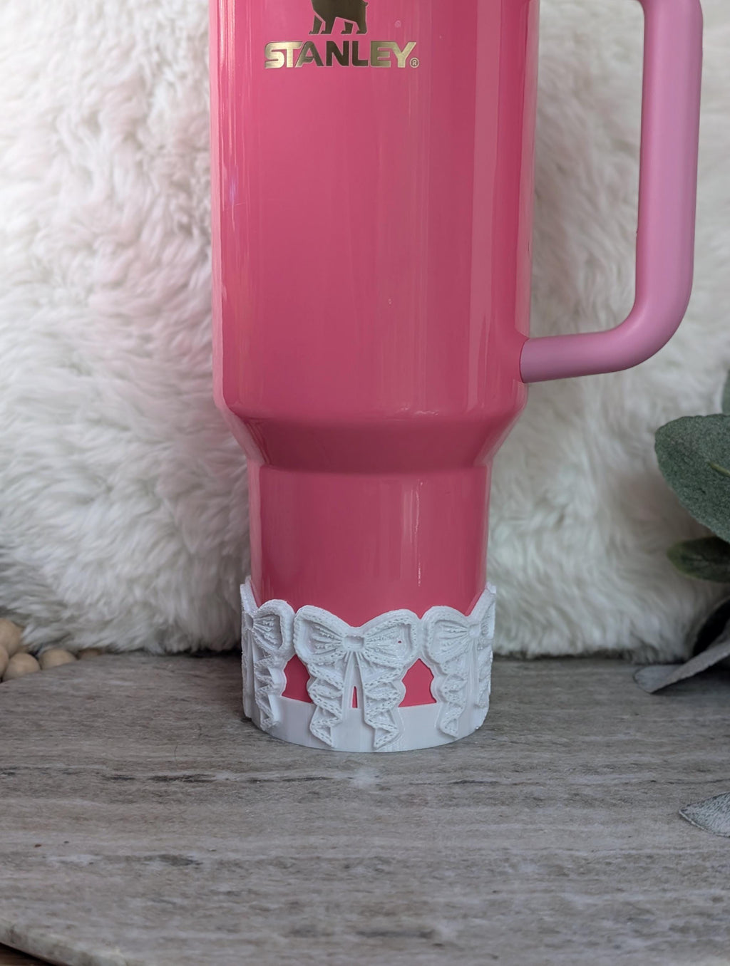 White Lace Coquette Ribbon Bow Tumbler Boot 40oz 30oz Stanley Sleeve for Tumbler Protective Boot Sleeve 3D Printed Lace Toile LSF