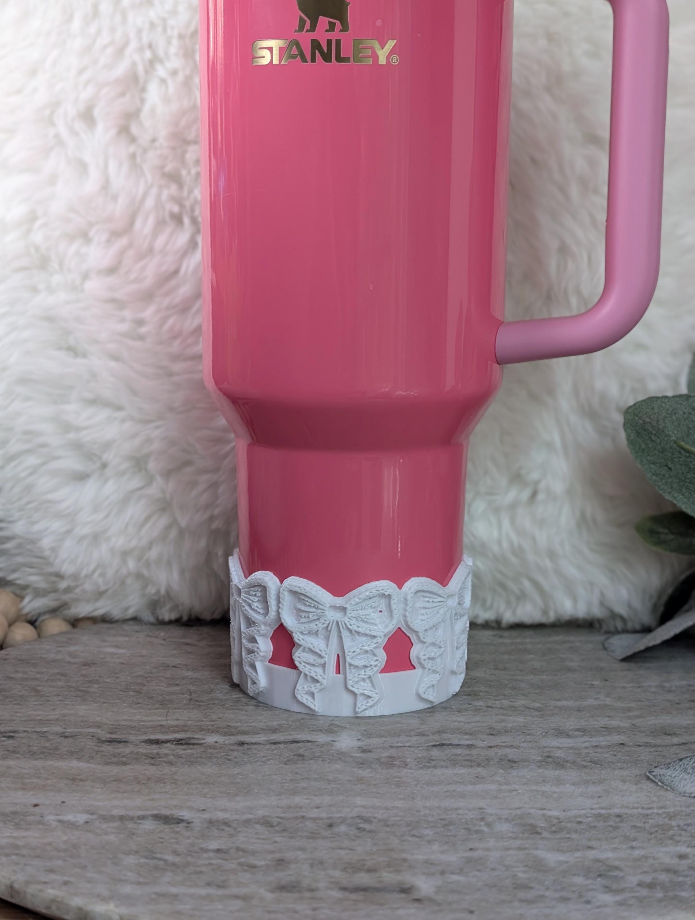 White Lace Coquette Ribbon Bow Tumbler Boot 40oz 30oz Stanley Sleeve for Tumbler Protective Boot Sleeve 3D Printed Lace Toile LSF