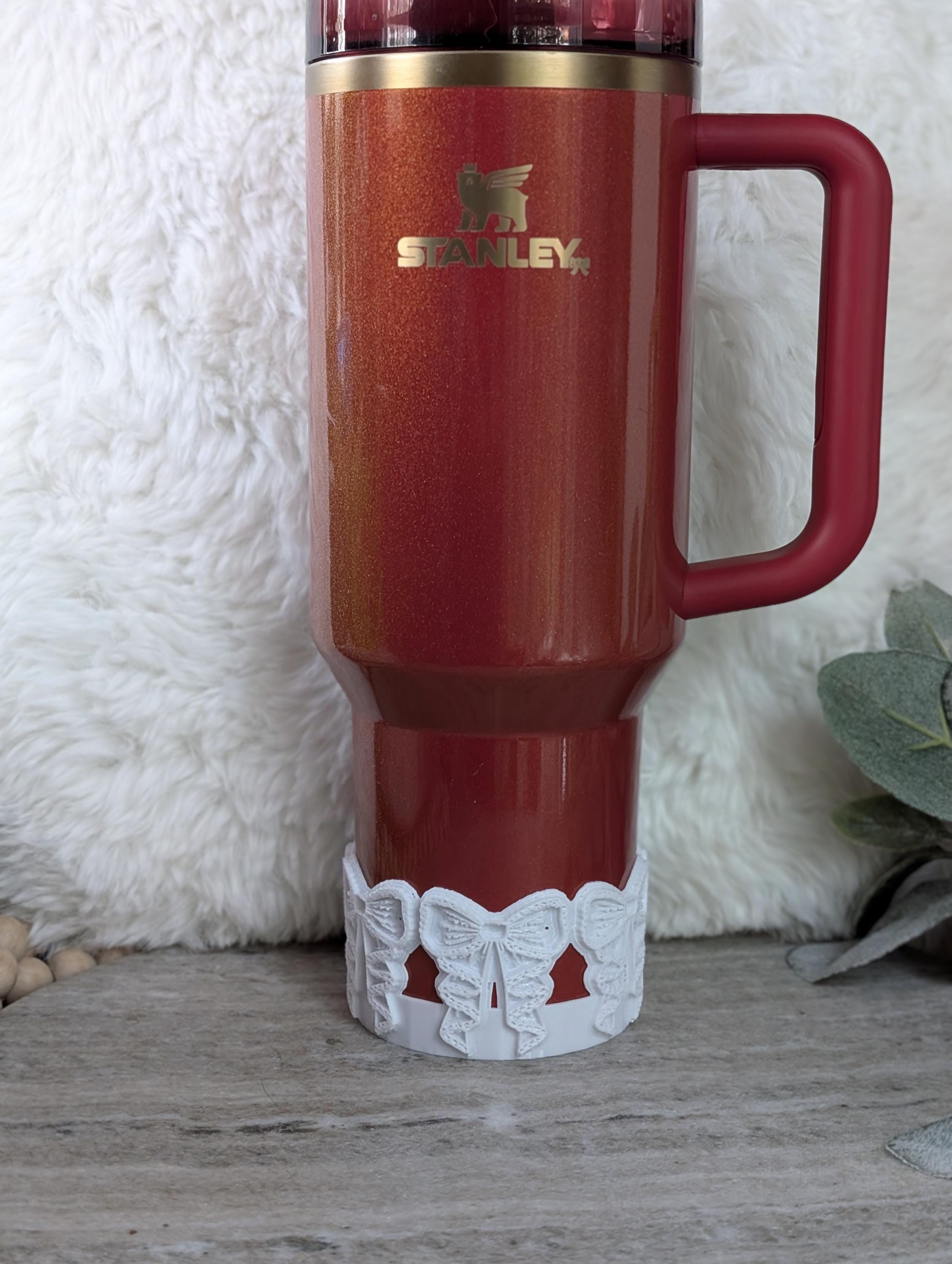 White Lace Coquette Ribbon Bow Tumbler Boot 40oz 30oz Stanley Sleeve for Tumbler Protective Boot Sleeve 3D Printed Lace Toile LSF