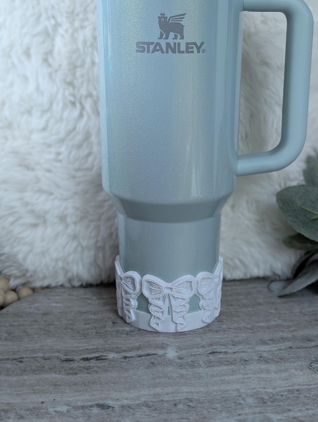 White Lace Coquette Ribbon Bow Tumbler Boot 40oz 30oz Stanley Sleeve for Tumbler Protective Boot Sleeve 3D Printed Lace Toile LSF