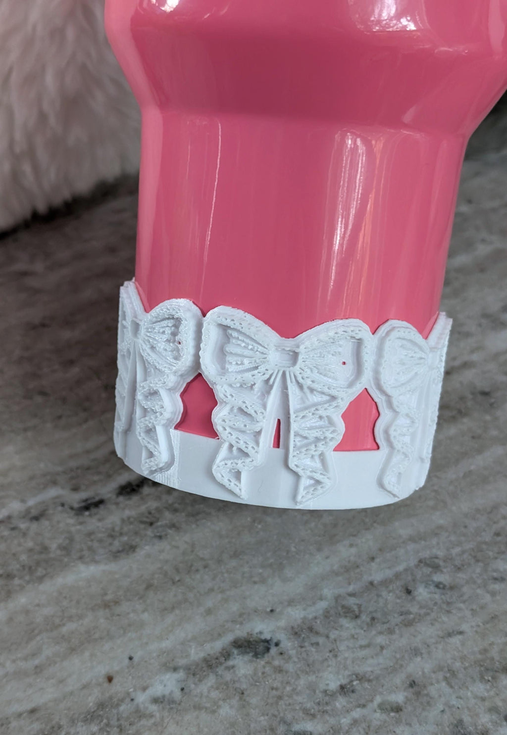 White Lace Coquette Ribbon Bow Tumbler Boot 40oz 30oz Stanley Sleeve for Tumbler Protective Boot Sleeve 3D Printed Lace Toile LSF