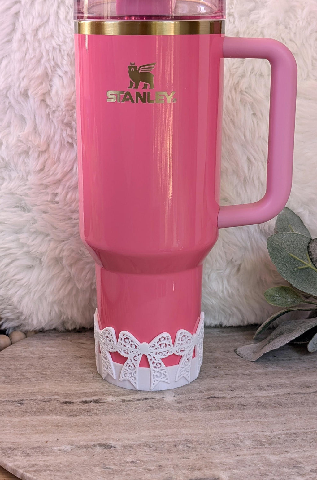 White Swirl Lace Ribbon Bow Tumbler Boot 30 40oz Stanley Sleeve for Tumbler Protective Boot Sleeve 3D Printed Coquette Toile Winter Ice LSF