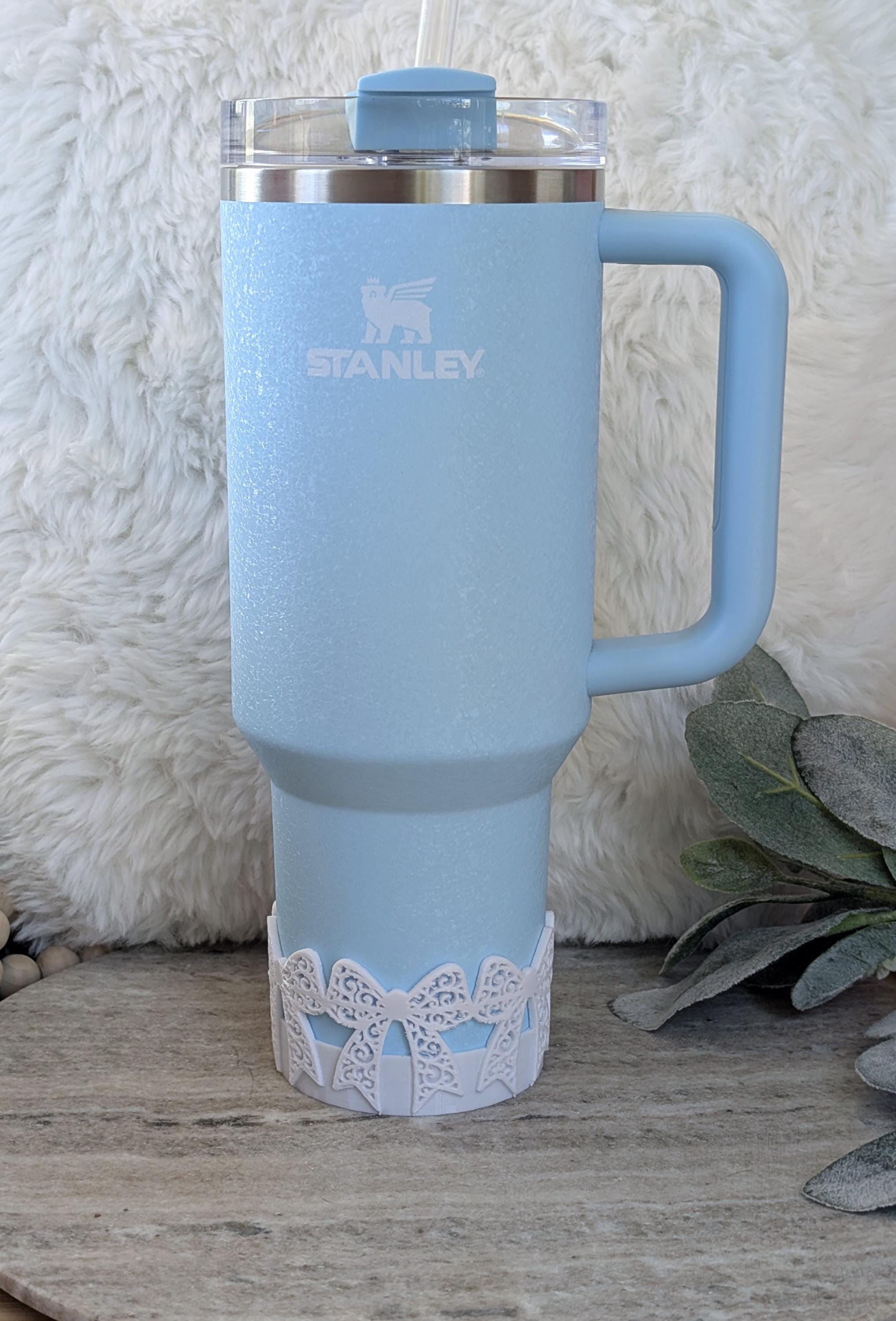 White Swirl Lace Ribbon Bow Tumbler Boot 30 40oz Stanley Sleeve for Tumbler Protective Boot Sleeve 3D Printed Coquette Toile Winter Ice LSF