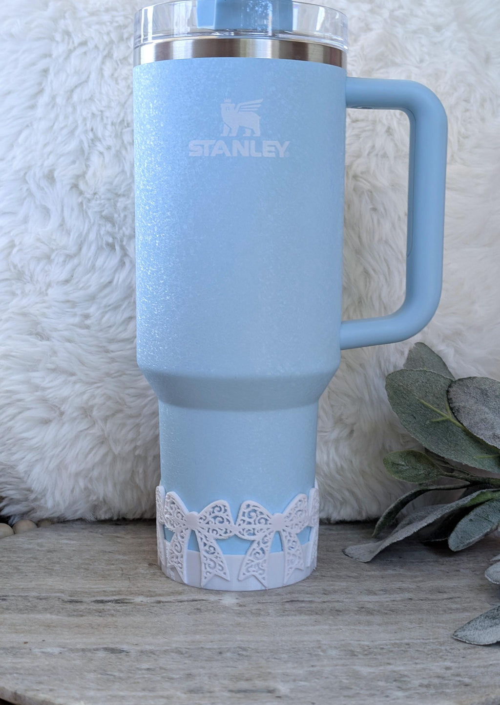 White Swirl Lace Ribbon Bow Tumbler Boot 30 40oz Stanley Sleeve for Tumbler Protective Boot Sleeve 3D Printed Coquette Toile Winter Ice LSF