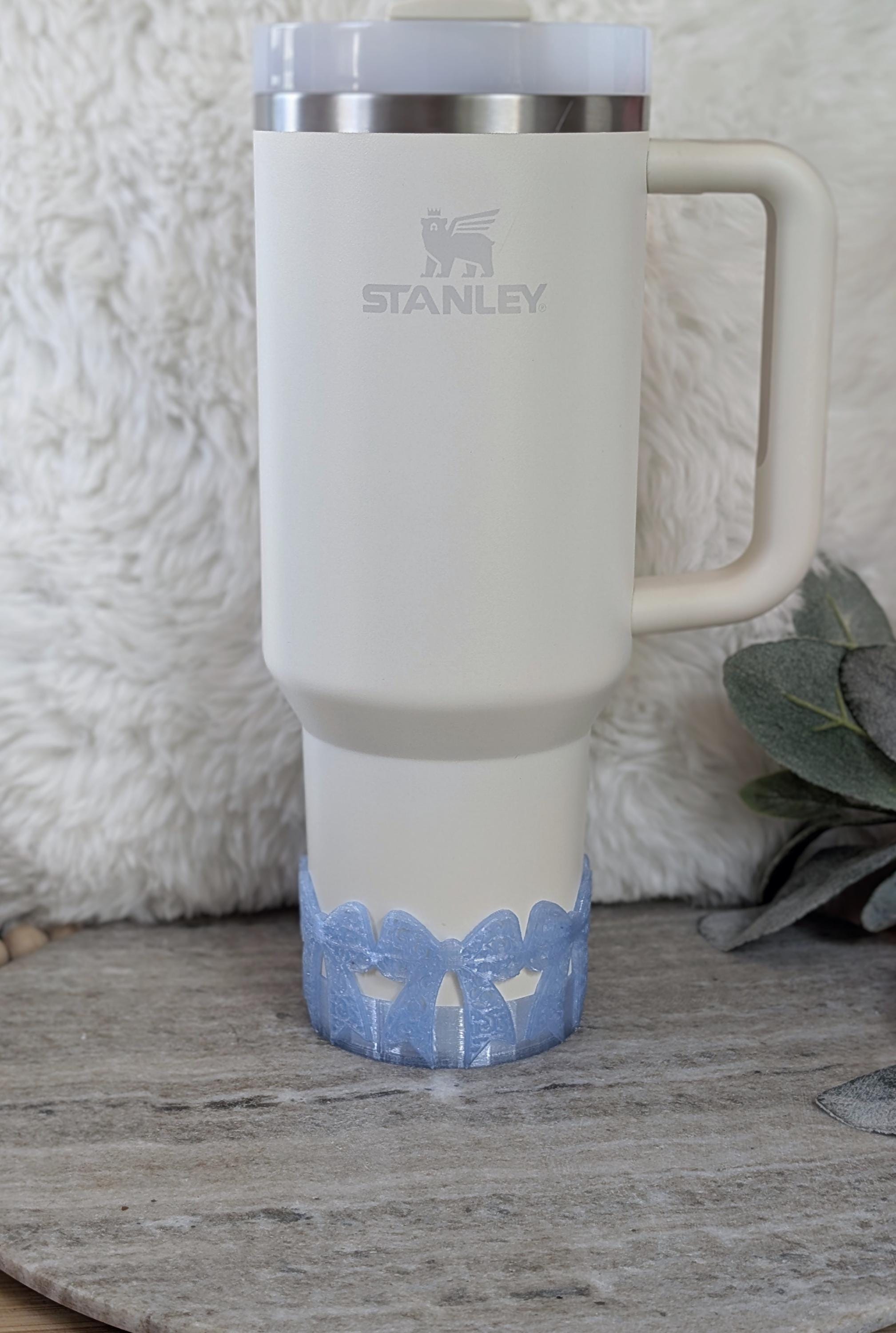 Ice Blue Swirl Lace Ribbon Bow Tumbler Boot 40oz 30oz Stanley Clear Sleeve for Tumbler Protective Boot Sleeve 3D Printed Coquette Toile