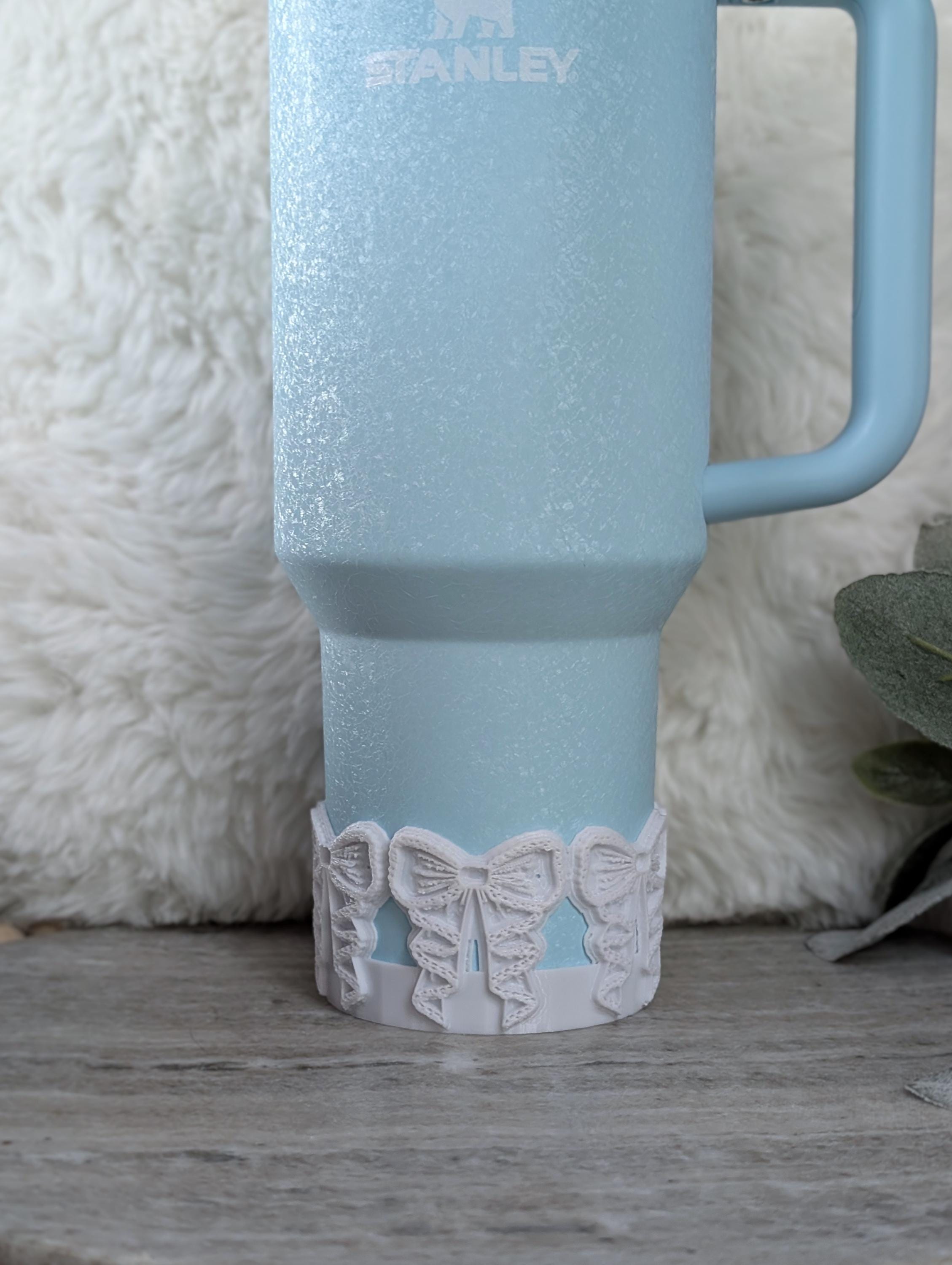 White Lace Coquette Ribbon Bow Tumbler Boot 40oz 30oz Stanley Sleeve for Tumbler Protective Boot Sleeve 3D Printed Lace Toile LSF