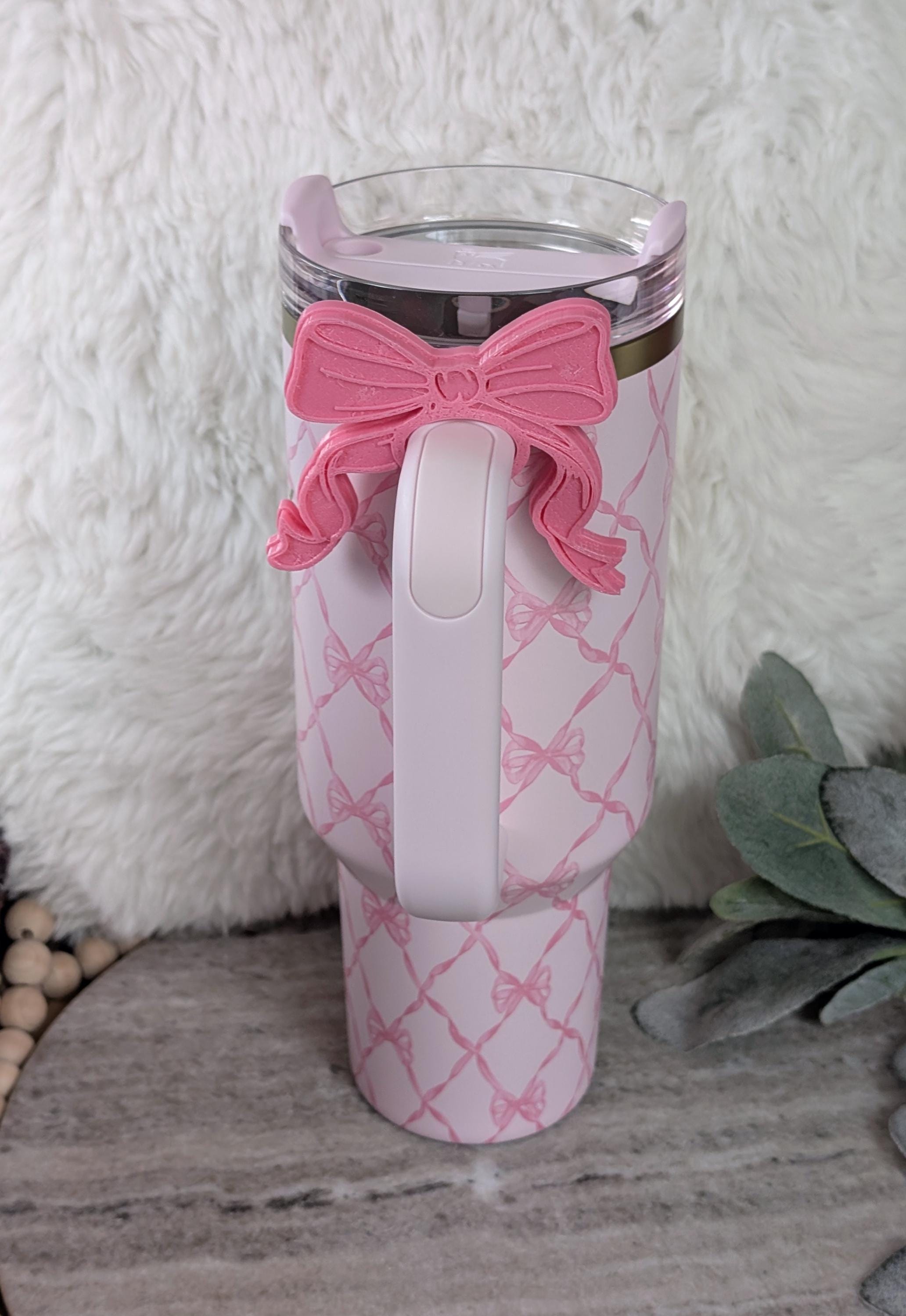 Pink Lace Coquette Ribbon Bow Tumbler Boot or Handle Cuff for Stanley Sleeve for Tumbler Protective Boot Sleeve 3D Printed Lace Toile LSF