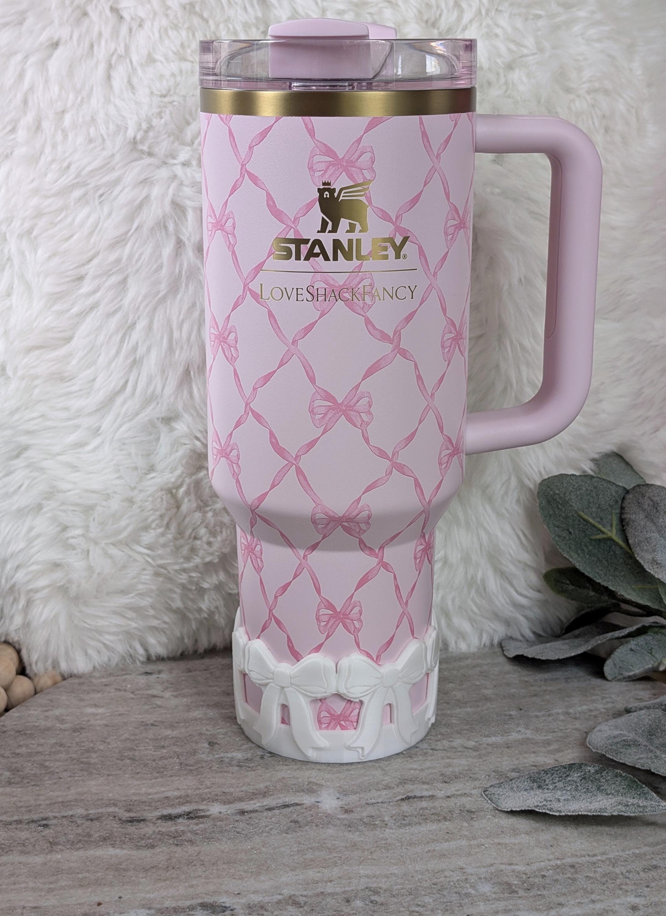 White Coquette Ribbon Bow Tumbler Boot, 40oz Stanley, Bow Sleeve for Boot, 3D Printed, Protective Boot for Tumbler bottom Accessories