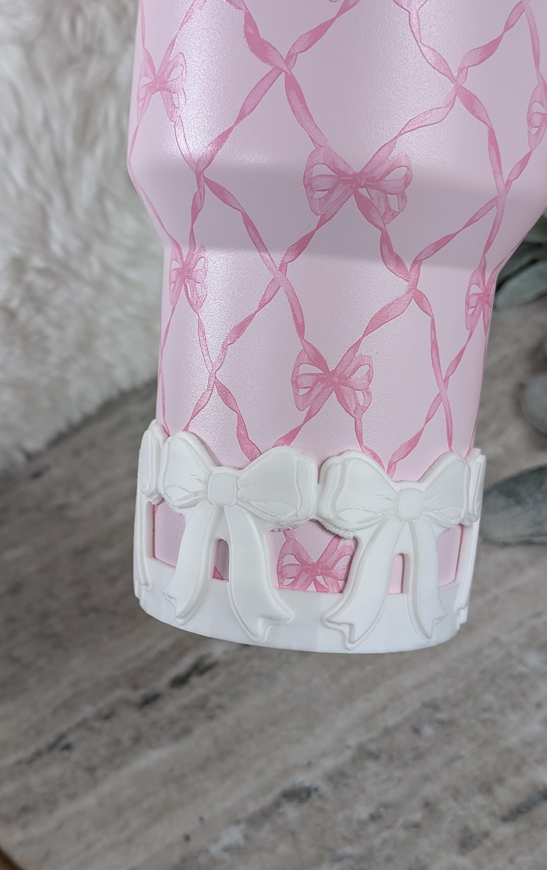 White Coquette Ribbon Bow Tumbler Boot, 40oz Stanley, Bow Sleeve for Boot, 3D Printed, Protective Boot for Tumbler bottom Accessories