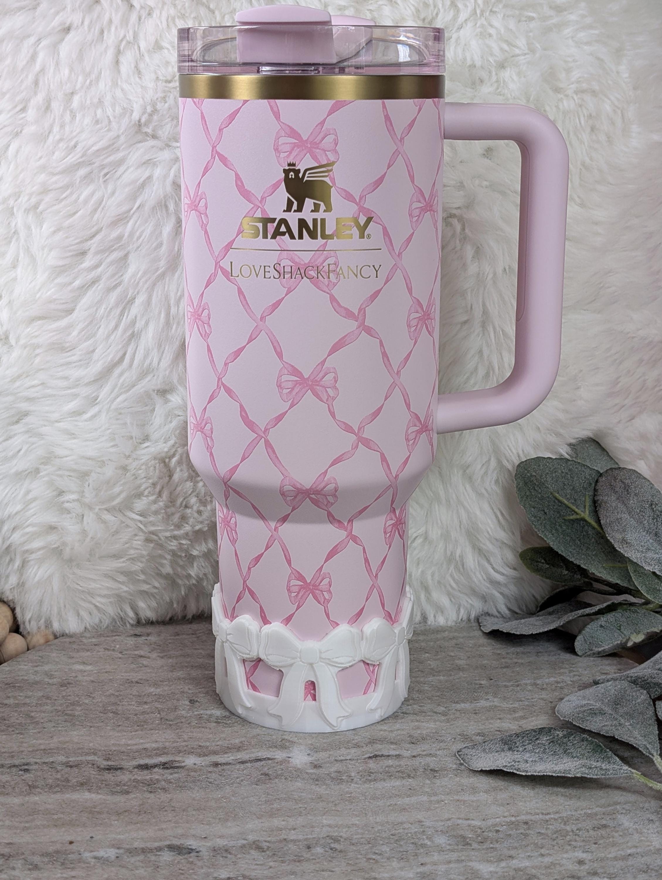 White Coquette Ribbon Bow Tumbler Boot, 40oz Stanley, Bow Sleeve for Boot, 3D Printed, Protective Boot for Tumbler bottom Accessories