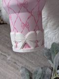 White Ribbon Bow Tumbler Boot, 40oz 30oz Stanley, Clear Sleeve for Tumbler Boot Sleeve, 3D Printed, Coquette, Protective, 32oz Owala