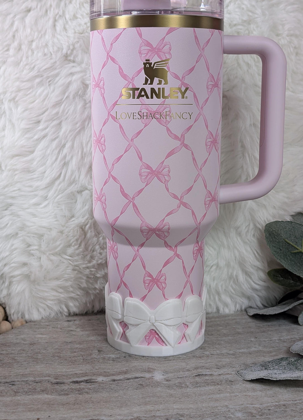 White Ribbon Bow Tumbler Boot, 40oz 30oz Stanley, Clear Sleeve for Tumbler Boot Sleeve, 3D Printed, Coquette, Protective, 32oz Owala