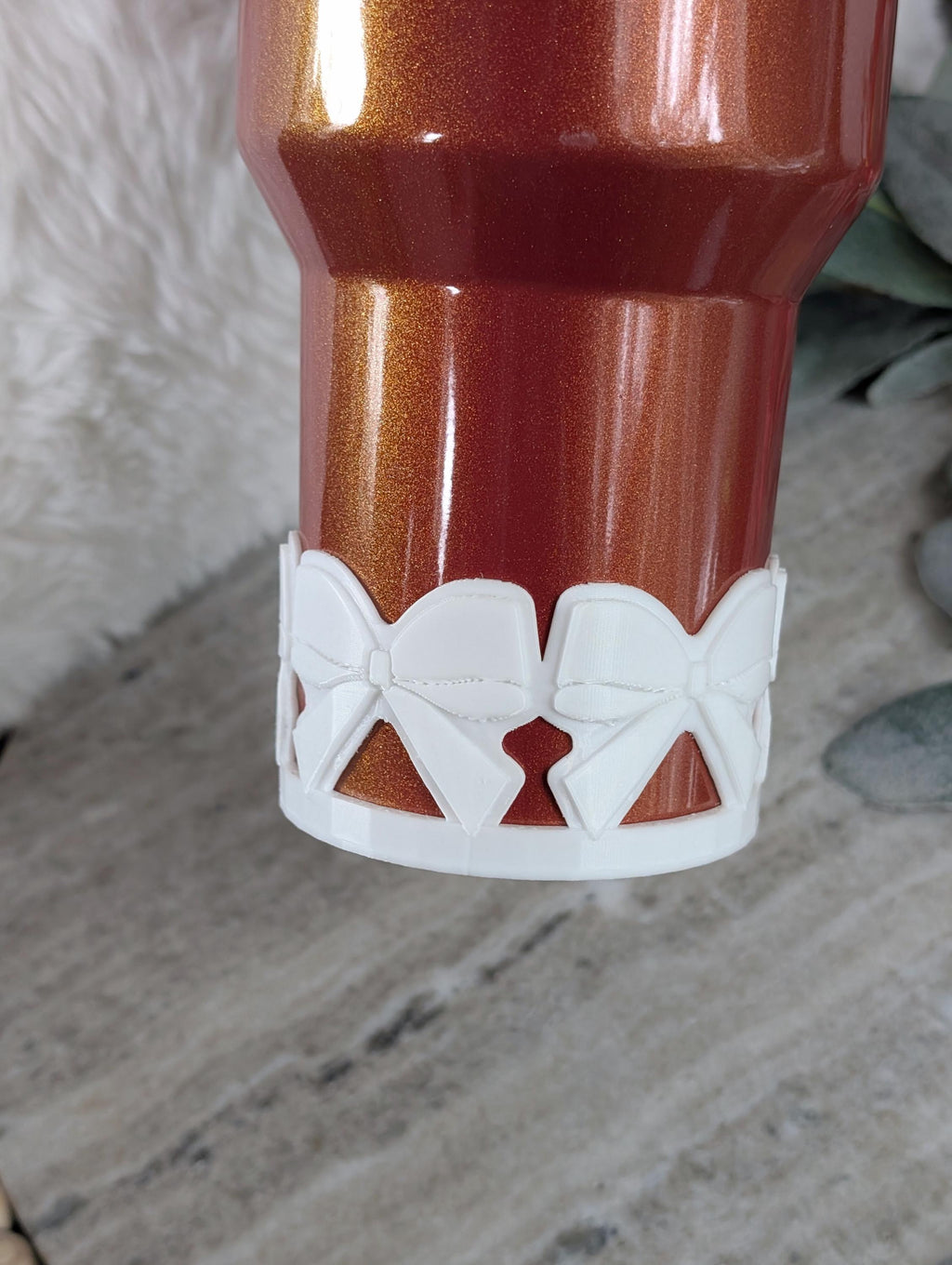 White Ribbon Bow Tumbler Boot, 40oz 30oz Stanley, Clear Sleeve for Tumbler Boot Sleeve, 3D Printed, Coquette, Protective, 32oz Owala