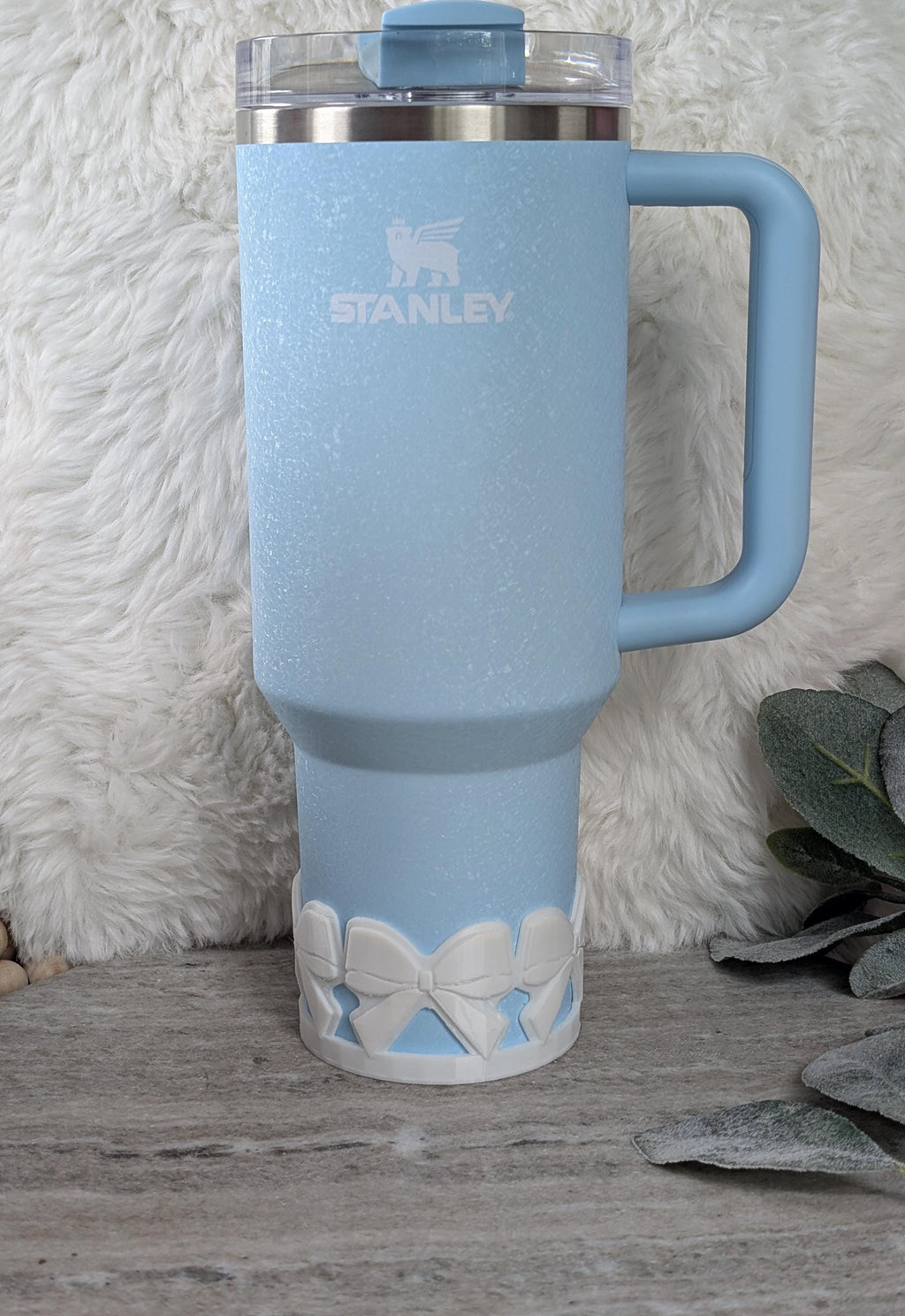 White Ribbon Bow Tumbler Boot, 40oz 30oz Stanley, Clear Sleeve for Tumbler Boot Sleeve, 3D Printed, Coquette, Protective, 32oz Owala