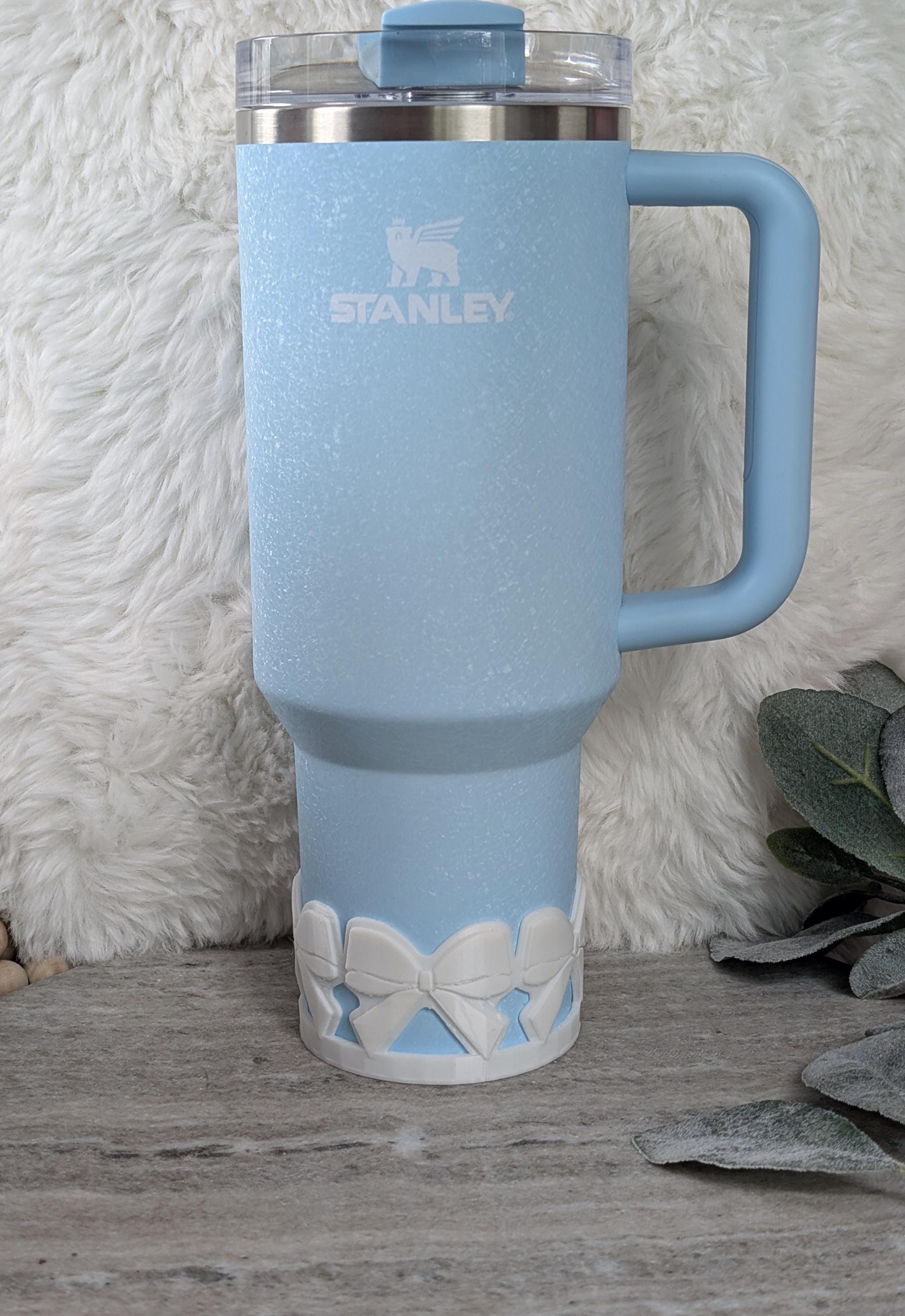 White Ribbon Bow Tumbler Boot, 40oz 30oz Stanley, Clear Sleeve for Tumbler Boot Sleeve, 3D Printed, Coquette, Protective, 32oz Owala