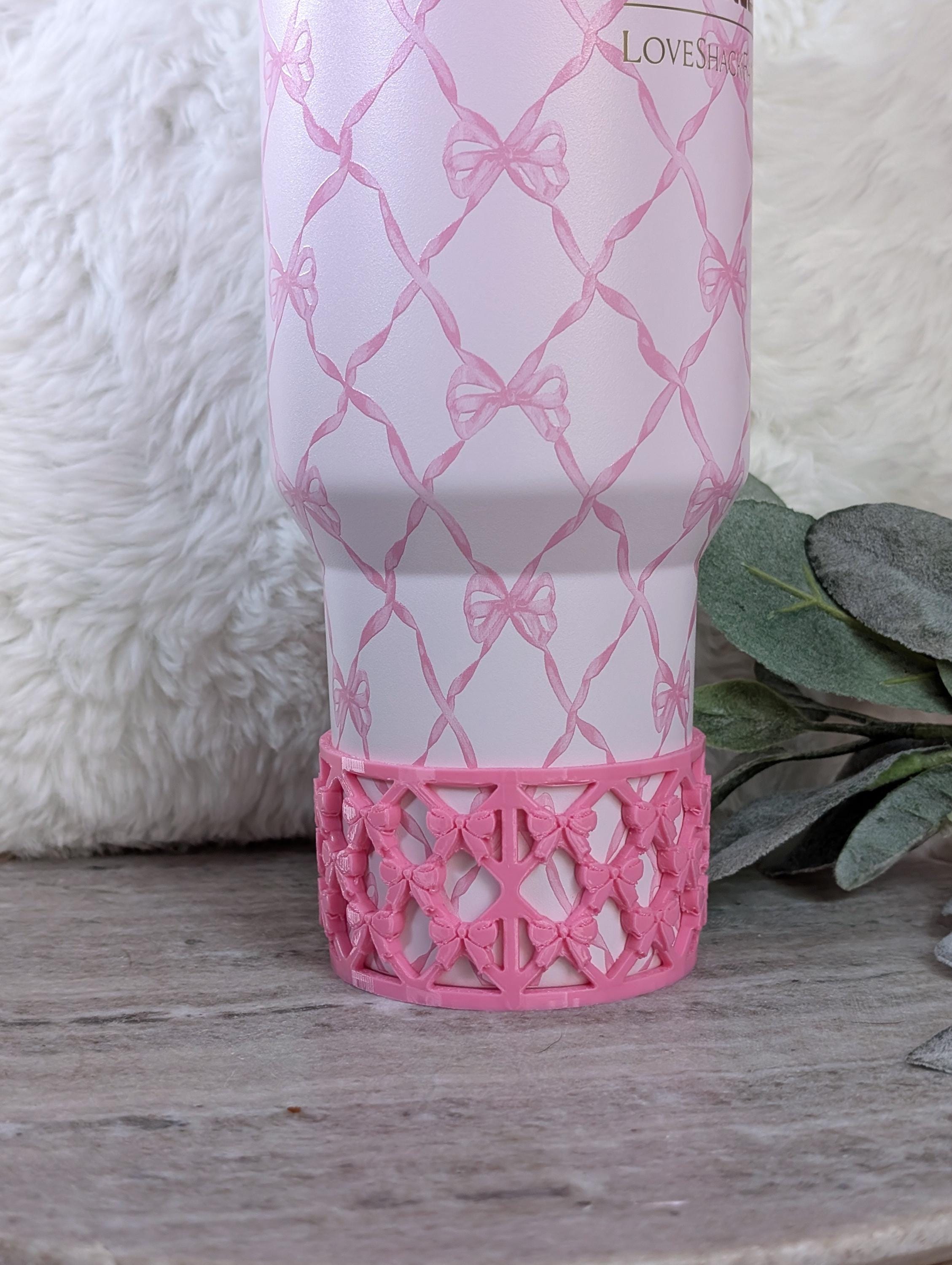 Pink Lattice Ribbon Bow Tumbler Boot for Stanley Tumbler Protective Boot Sleeve 3D Printed Lace Toile LSF Peppermint Fancy Chantilly