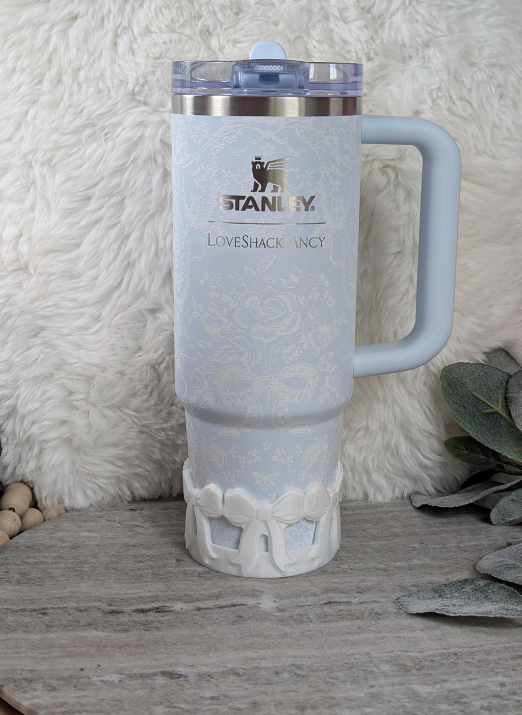 White Coquette Ribbon Bow Tumbler Boot, 40oz Stanley, Bow Sleeve for Boot, 3D Printed, Protective Boot for Tumbler bottom Accessories