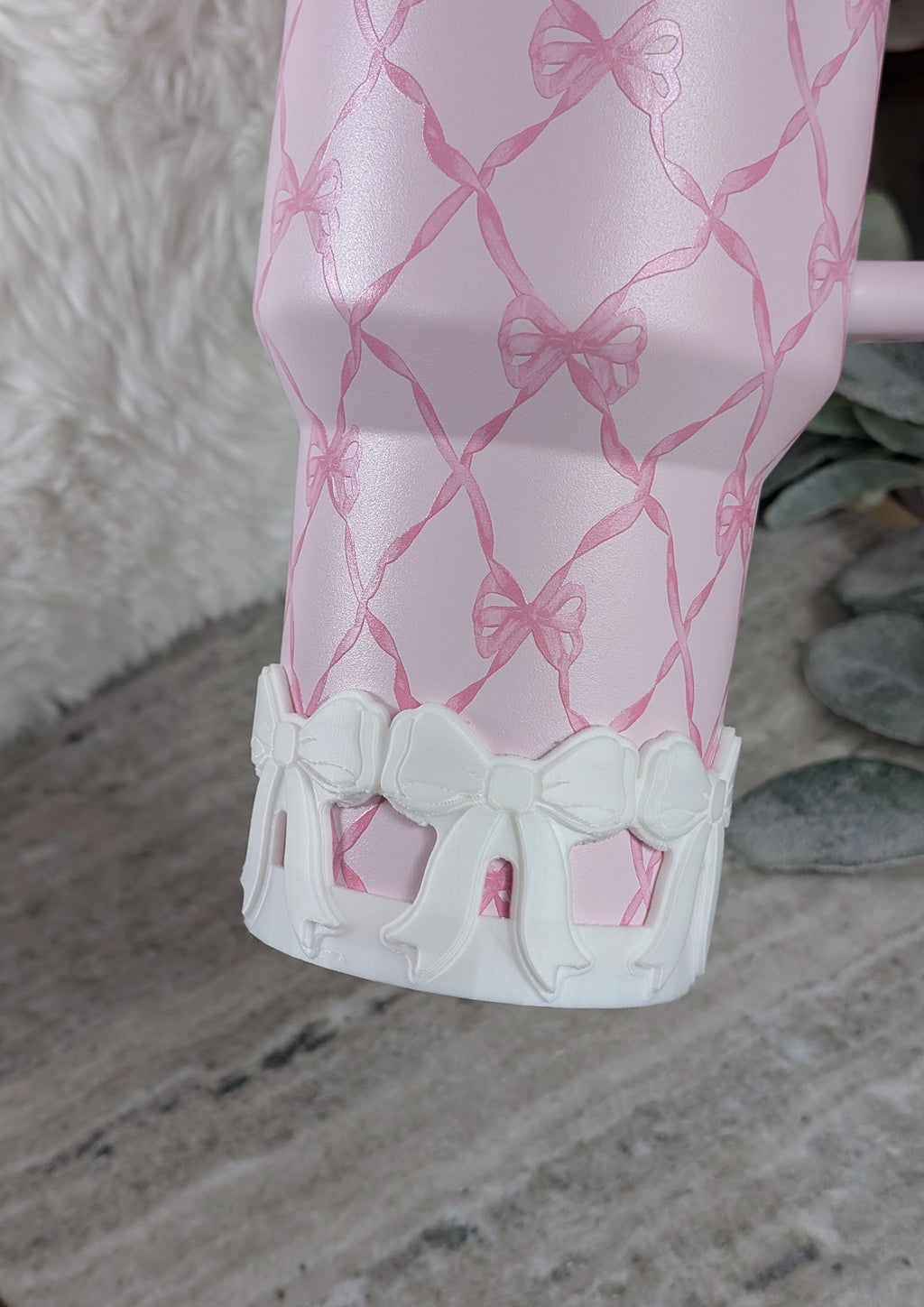 White Coquette Ribbon Bow Tumbler Boot, 40oz Stanley, Bow Sleeve for Boot, 3D Printed, Protective Boot for Tumbler bottom Accessories