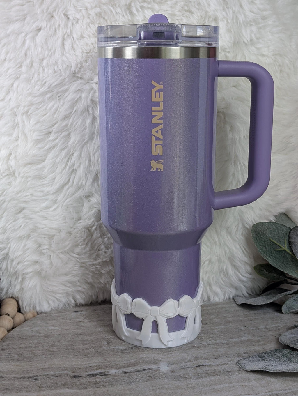 White Coquette Ribbon Bow Tumbler Boot, 40oz Stanley, Bow Sleeve for Boot, 3D Printed, Protective Boot for Tumbler bottom Accessories