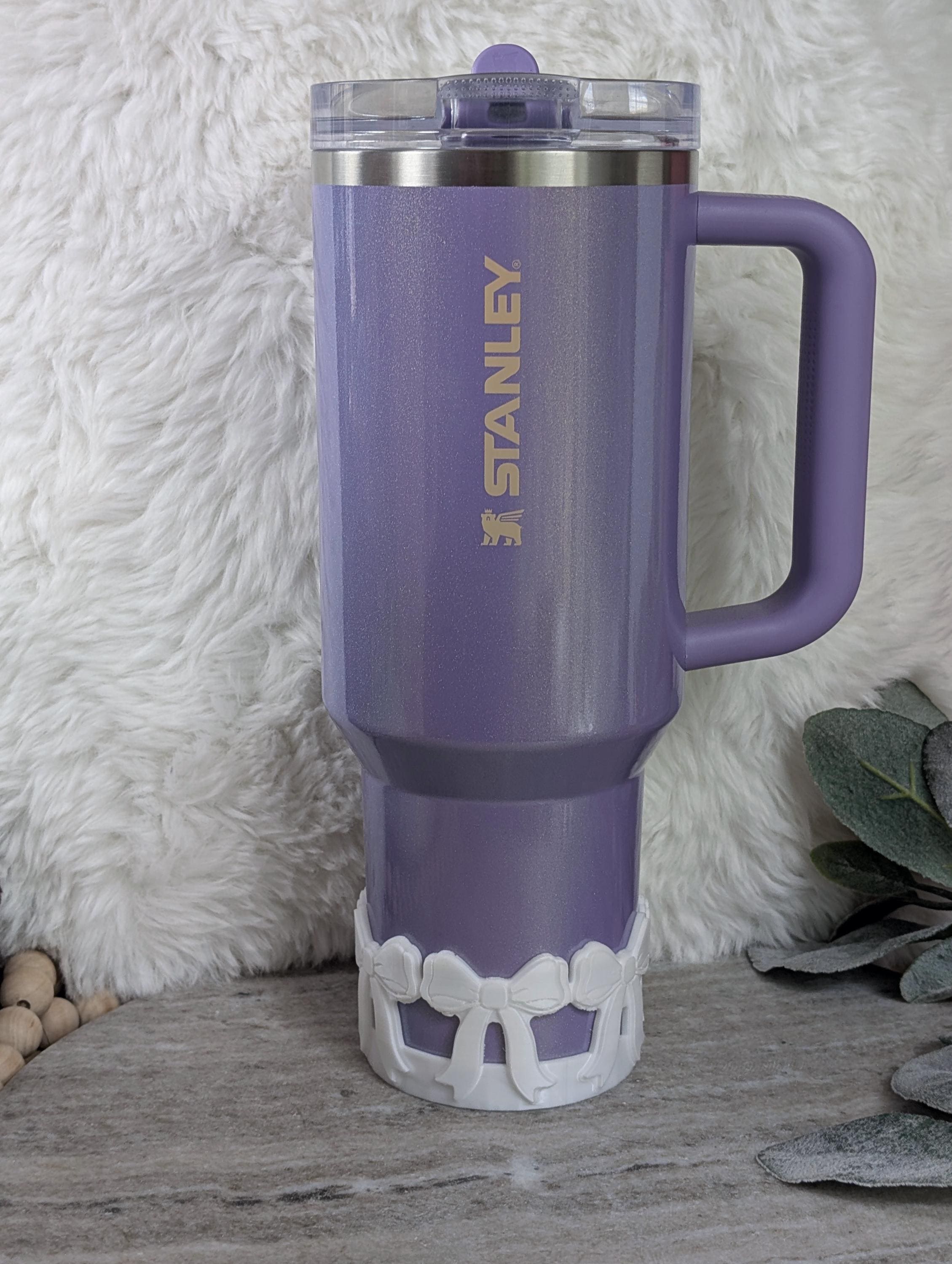 White Coquette Ribbon Bow Tumbler Boot, 40oz Stanley, Bow Sleeve for Boot, 3D Printed, Protective Boot for Tumbler bottom Accessories