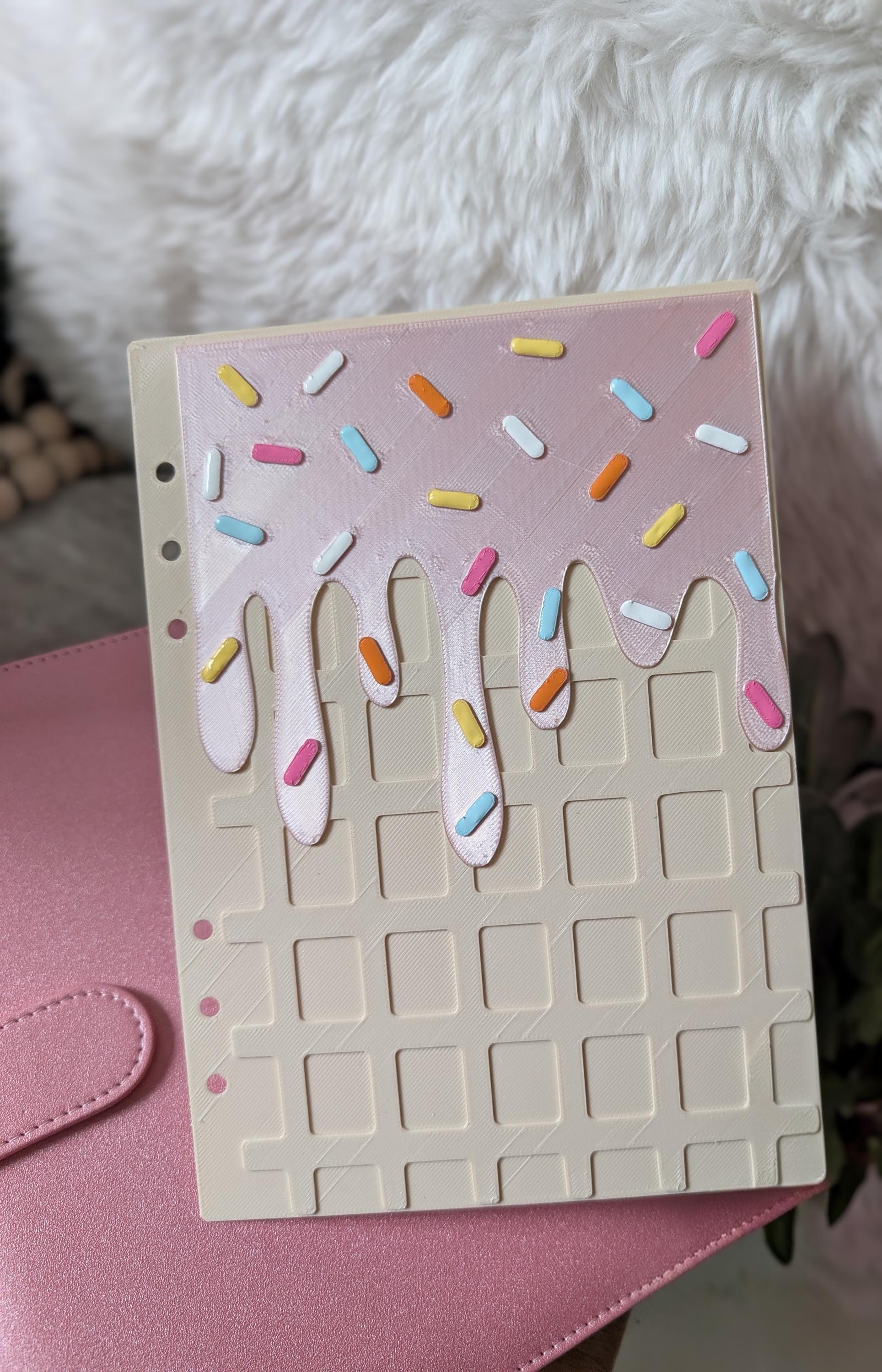 Ice Cream with Sprinkles Theme Planner Dashboard Decorative Dessert Design Decor Notebook Flyleaf Insert for A5 3D Printed Journal Cover