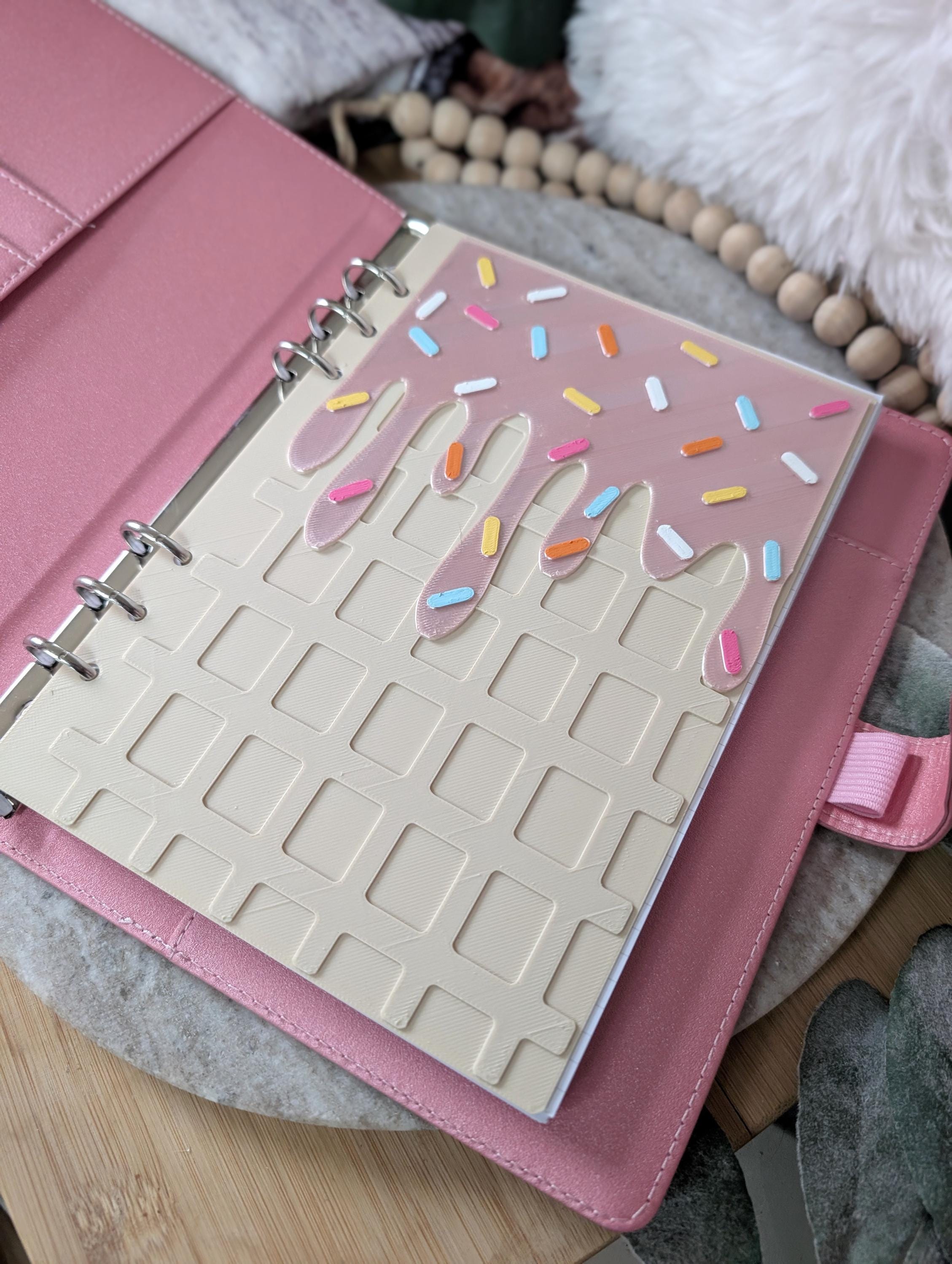 Ice Cream with Sprinkles Theme Planner Dashboard Decorative Dessert Design Decor Notebook Flyleaf Insert for A5 3D Printed Journal Cover