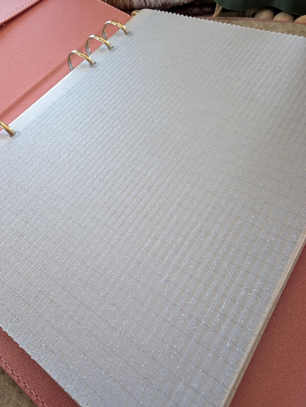 Fluted Dashboard Glitter Light Blue Frosted Design Decor for Planner Insert for A6 Personal A5 planner binders 3d Printed Clear Insert