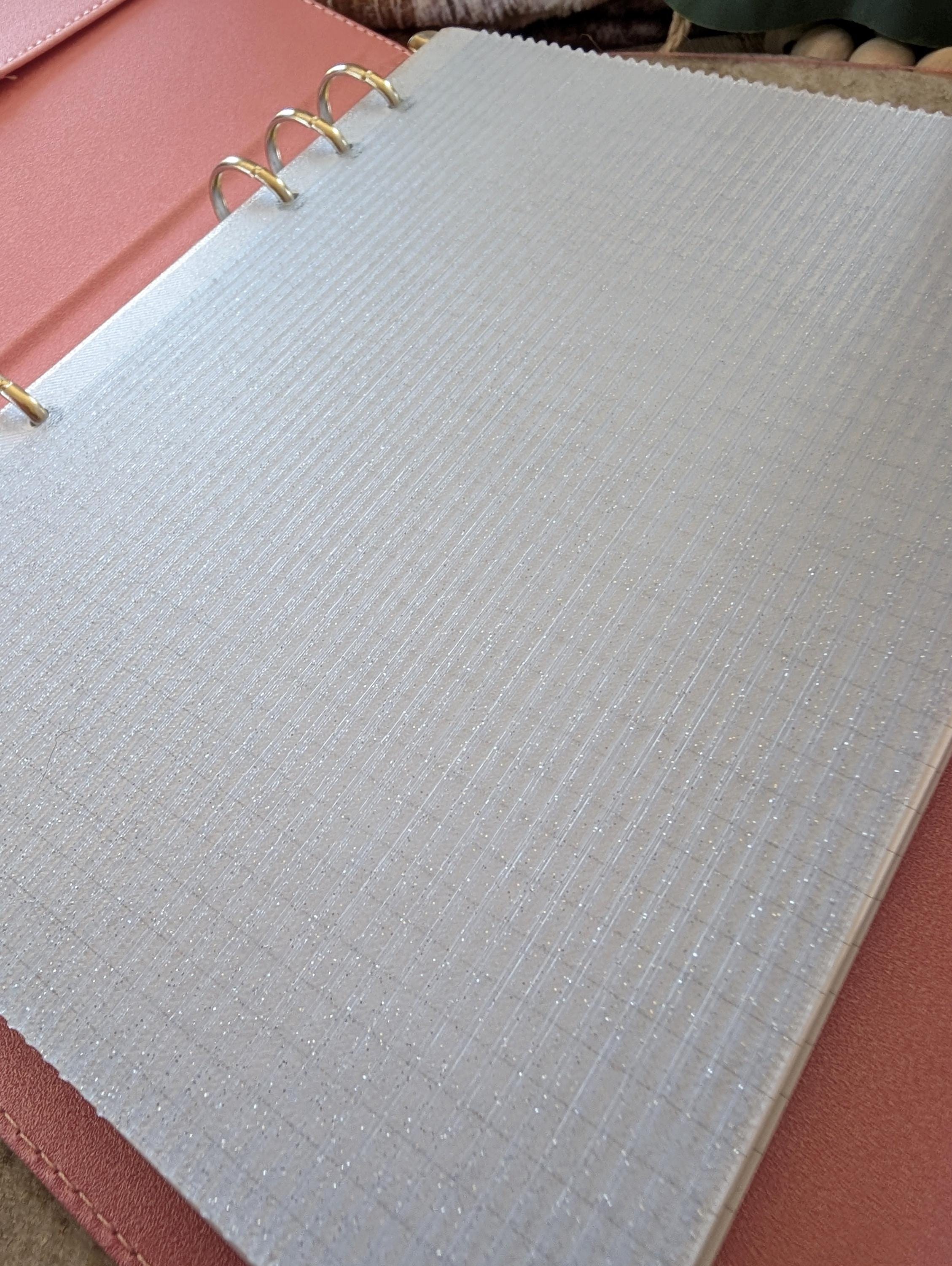 Fluted Dashboard Glitter Light Blue Frosted Design Decor for Planner Insert for A6 Personal A5 planner binders 3d Printed Clear Insert