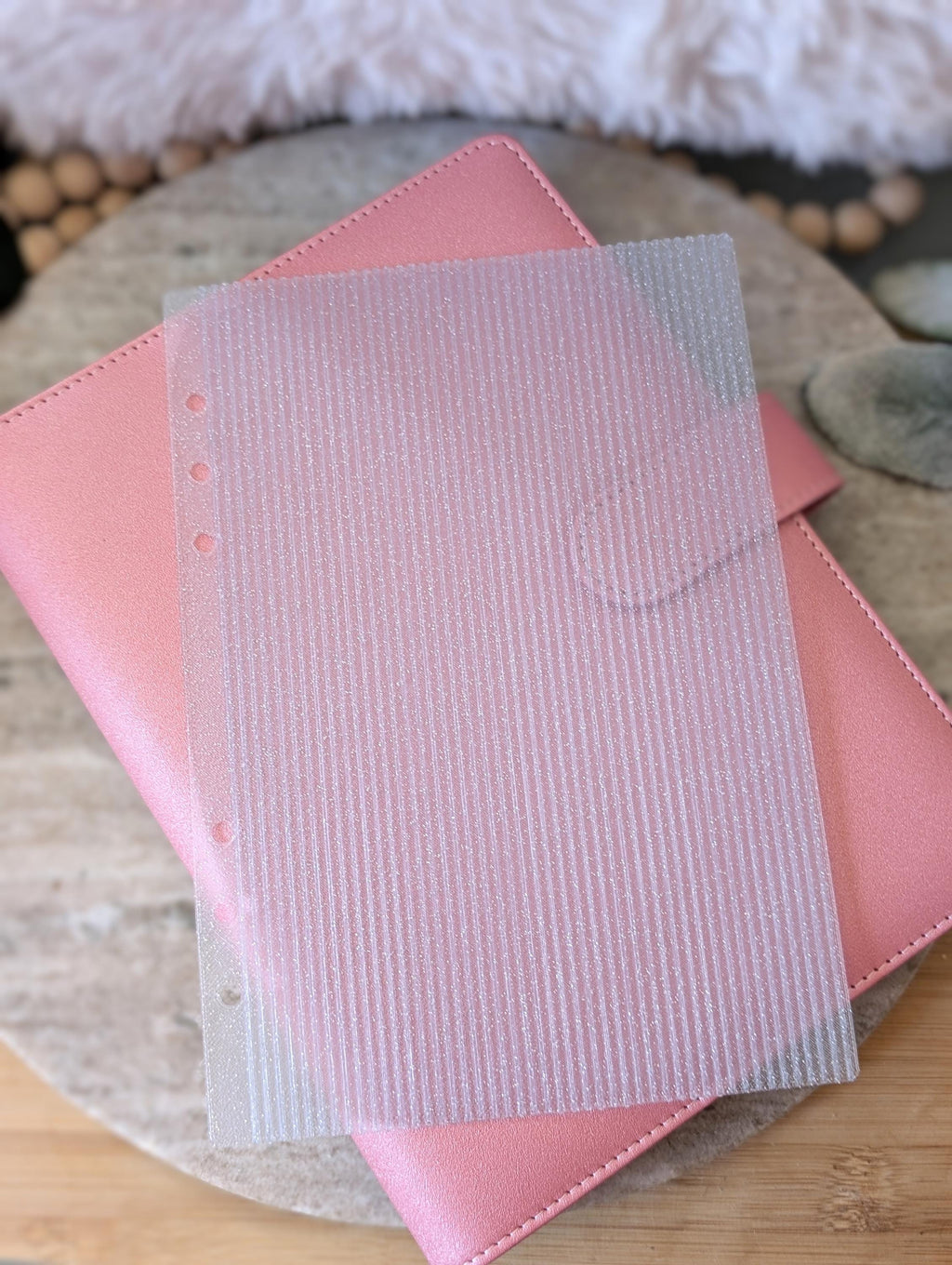 Fluted Dashboard Glitter Light Blue Frosted Design Decor for Planner Insert for A6 Personal A5 planner binders 3d Printed Clear Insert