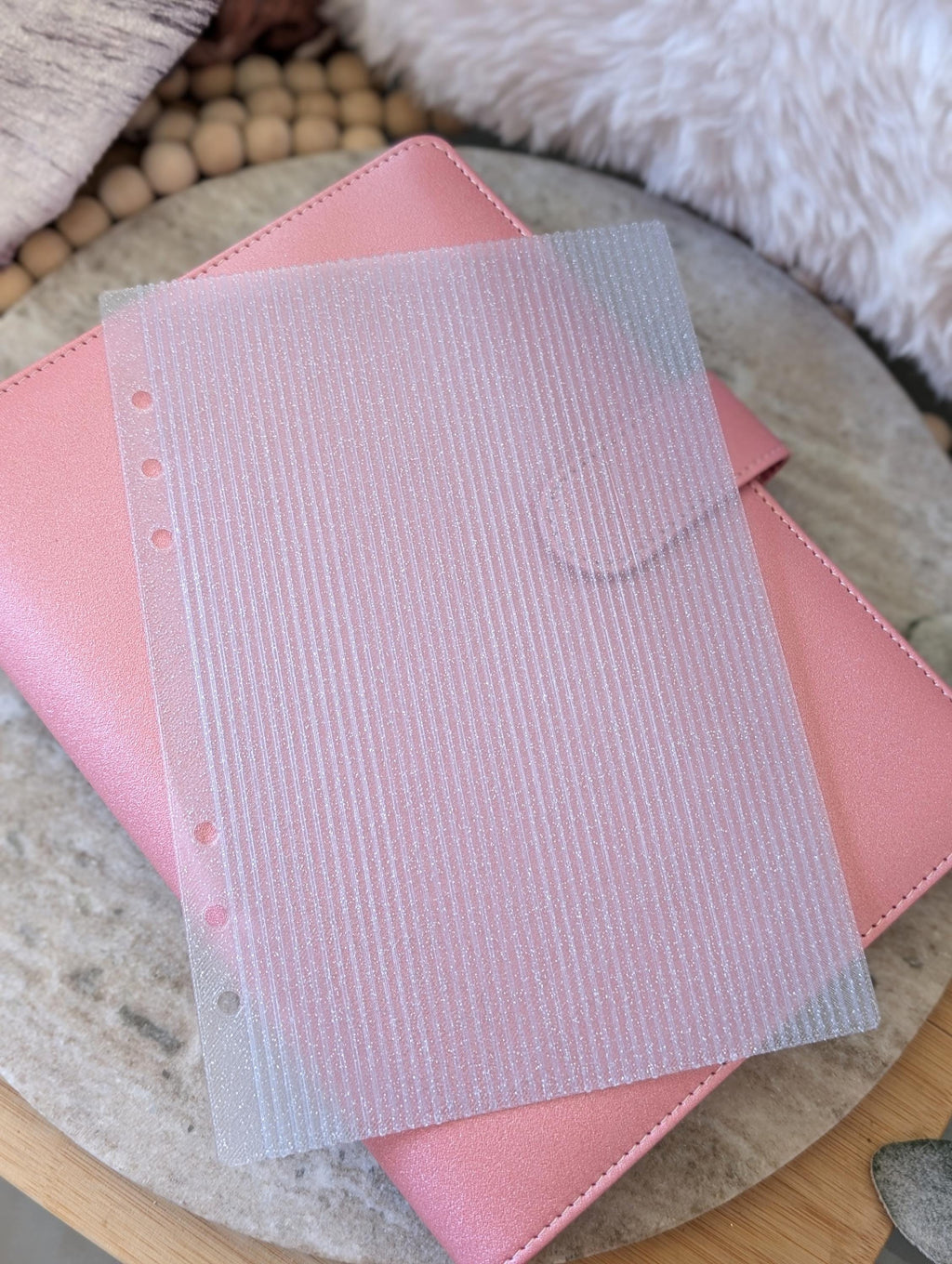 Fluted Dashboard Glitter Light Blue Frosted Design Decor for Planner Insert for A6 Personal A5 planner binders 3d Printed Clear Insert