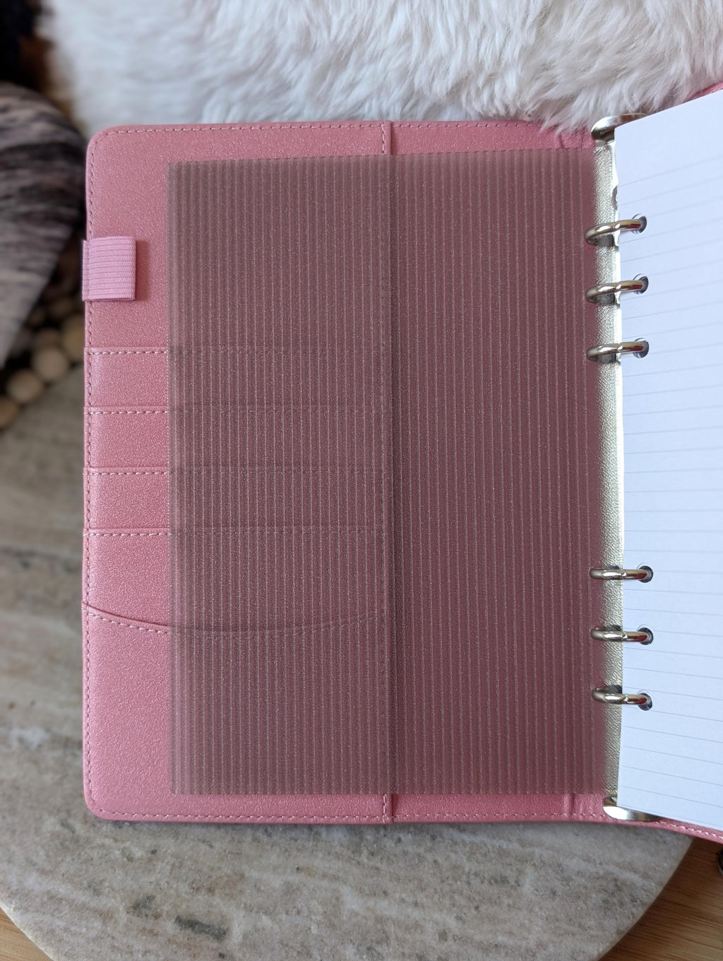 Fluted Dashboard Light Grey Frosted Design Decor for Planner Insert for A6 Personal A5 planner binders 3d Printed Smoke Gray Clear Insert