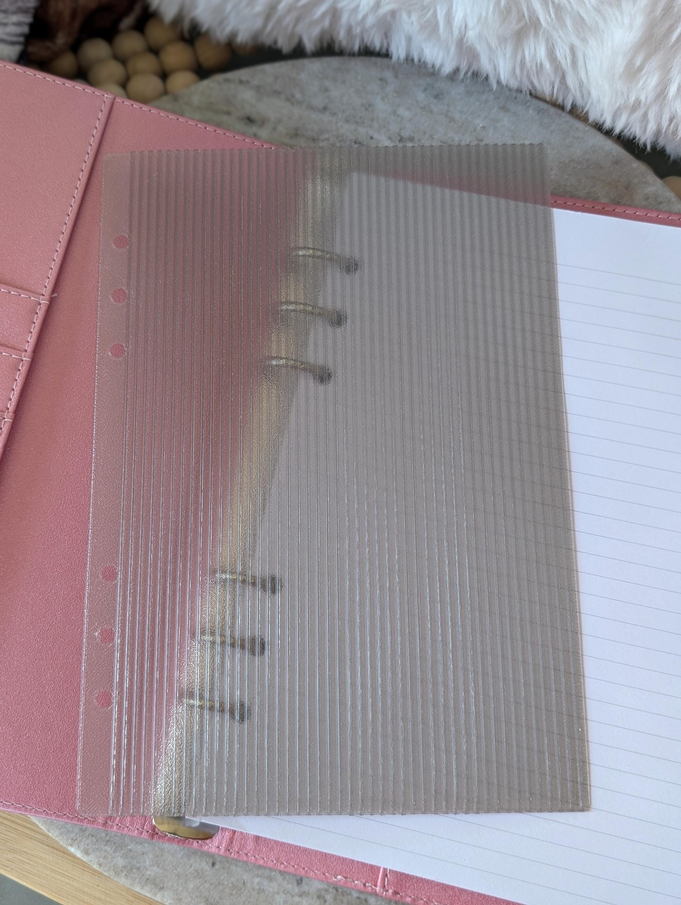 Fluted Dashboard Light Grey Frosted Design Decor for Planner Insert for A6 Personal A5 planner binders 3d Printed Smoke Gray Clear Insert