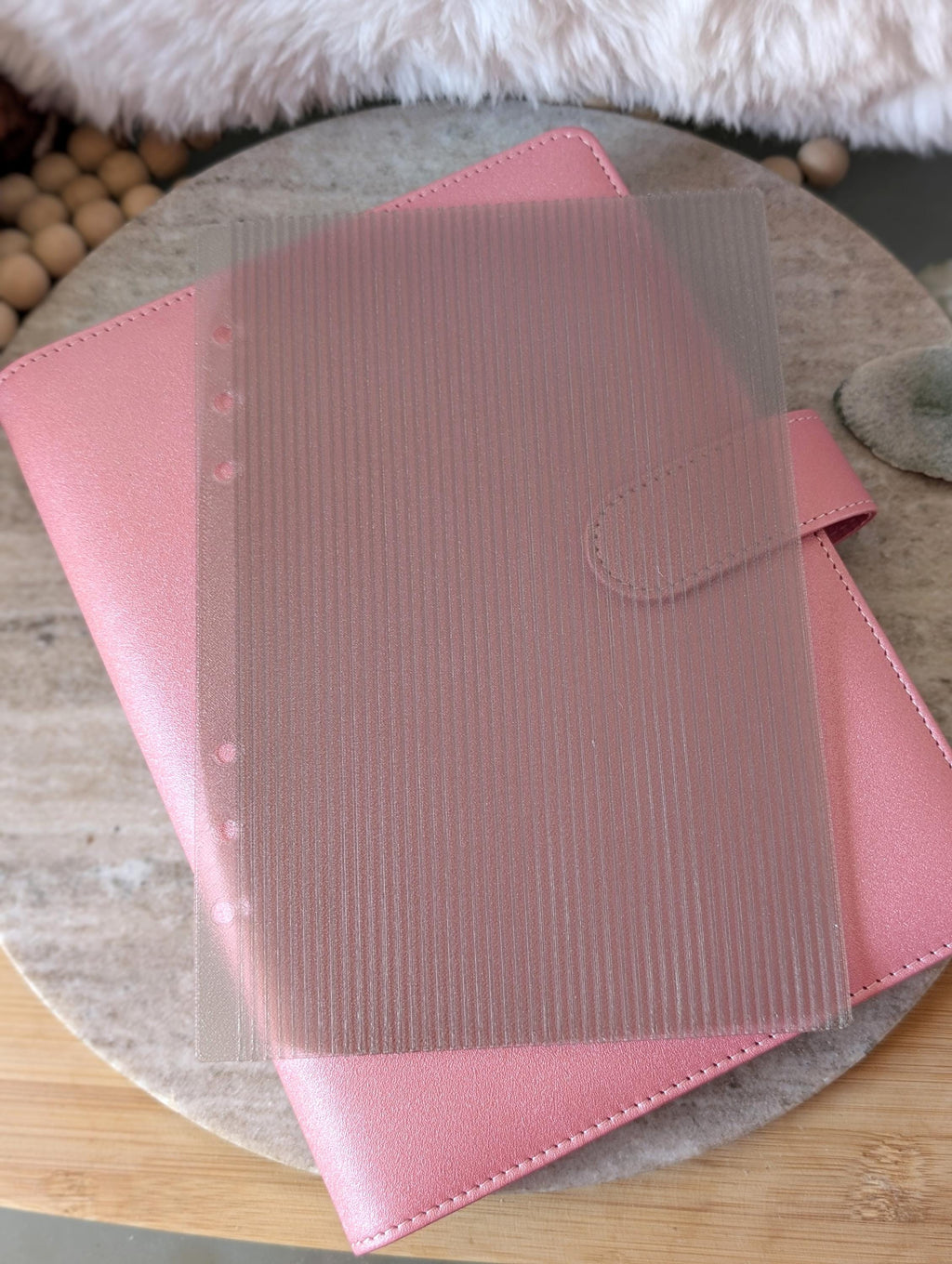 Fluted Dashboard Light Grey Frosted Design Decor for Planner Insert for A6 Personal A5 planner binders 3d Printed Smoke Gray Clear Insert