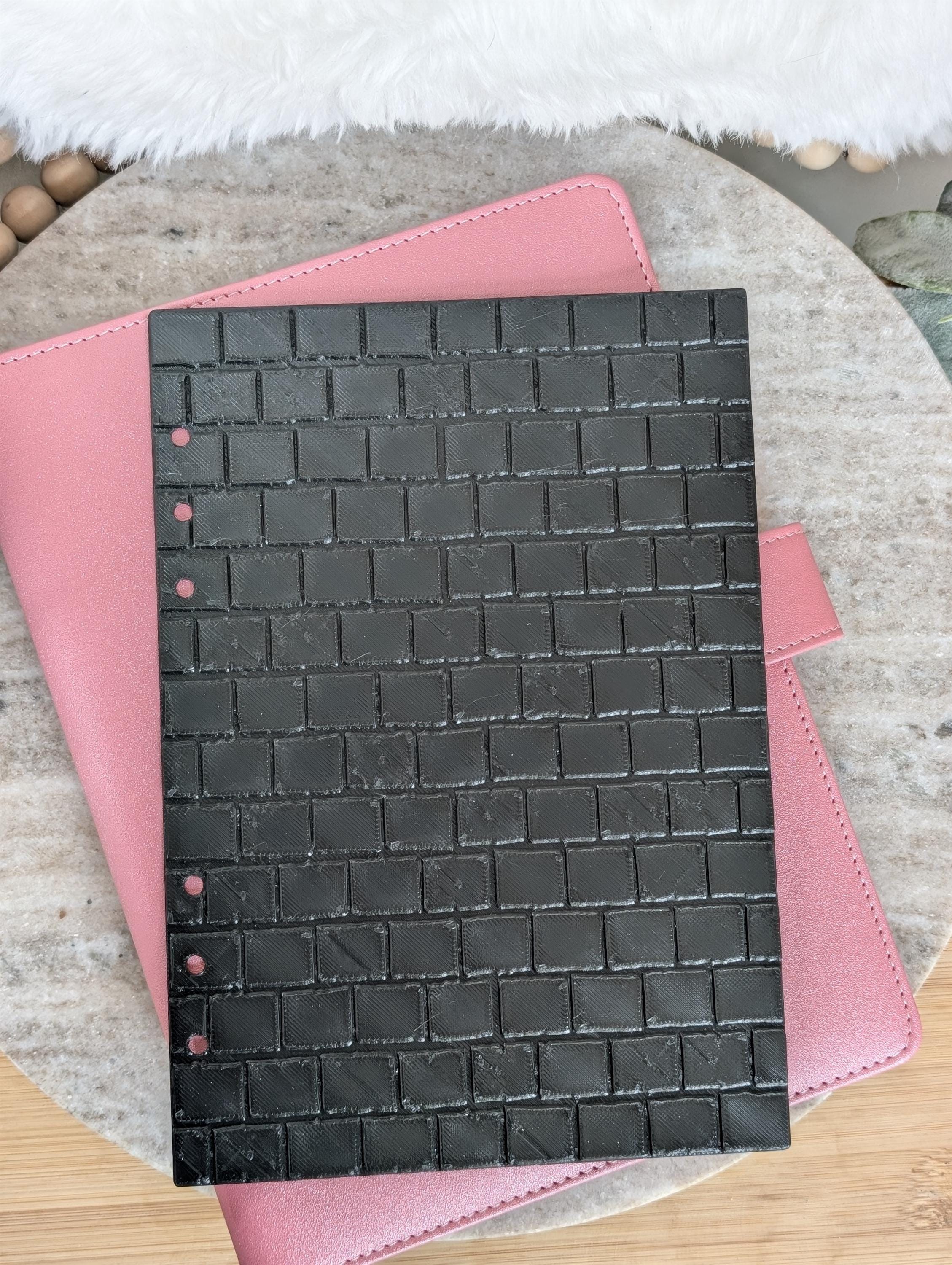 Black Brick Planner Dashboard Decorative Brick Stone Texture Design Decor Notebook Flyleaf Insert for A5 3D Printed Journal Cover