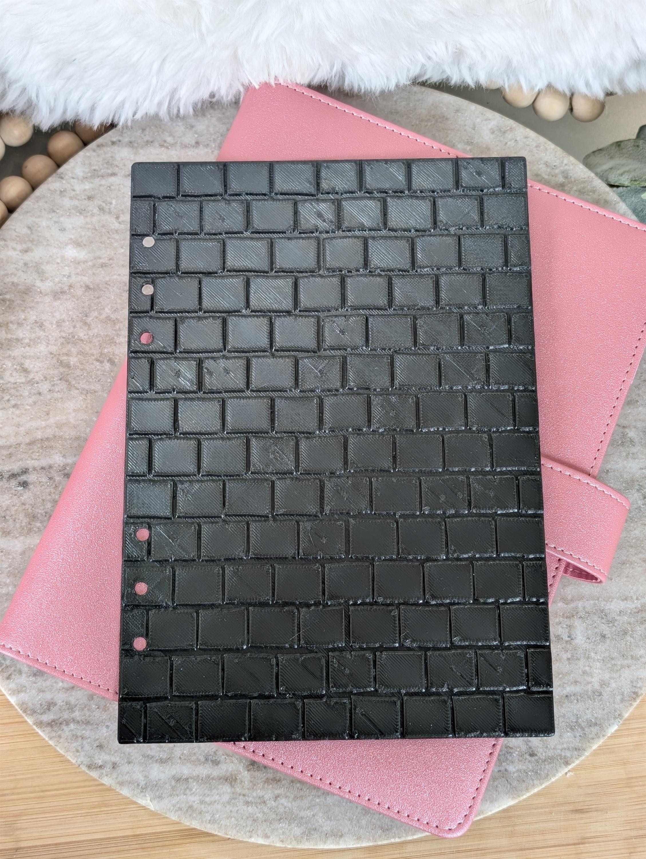 Black Brick Planner Dashboard Decorative Brick Stone Texture Design Decor Notebook Flyleaf Insert for A5 3D Printed Journal Cover
