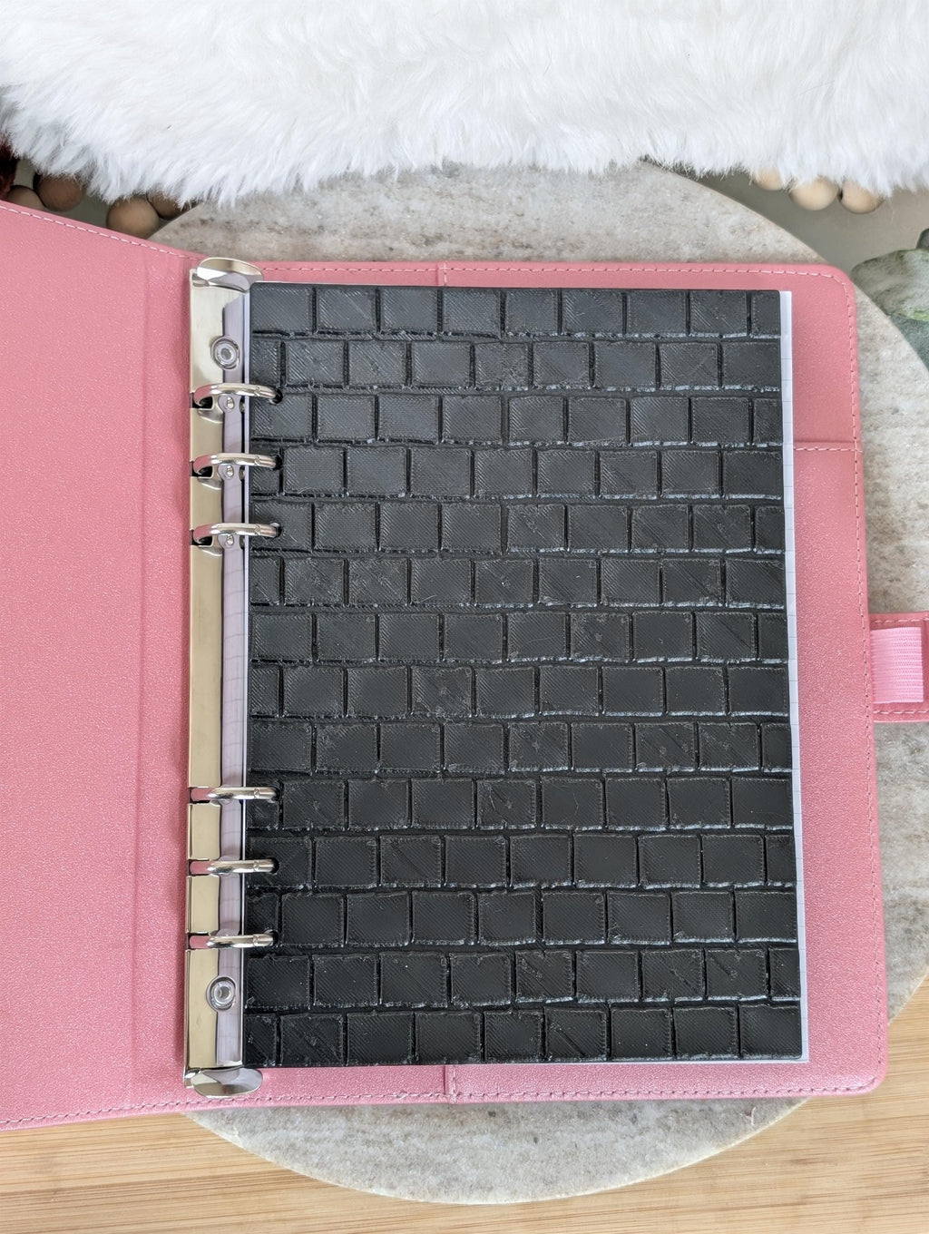 Black Brick Planner Dashboard Decorative Brick Stone Texture Design Decor Notebook Flyleaf Insert for A5 3D Printed Journal Cover