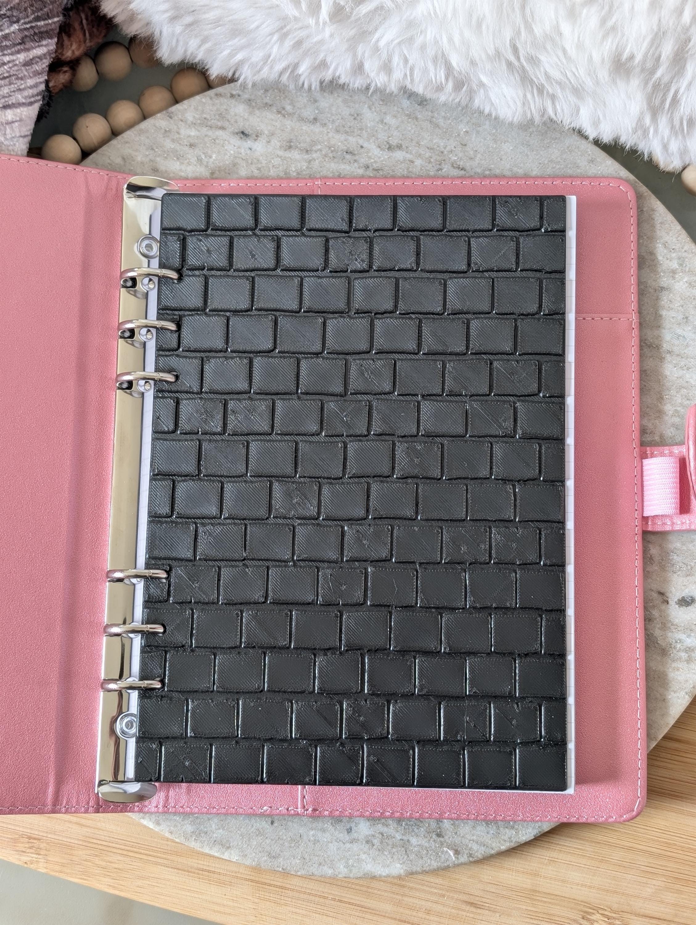 Black Brick Planner Dashboard Decorative Brick Stone Texture Design Decor Notebook Flyleaf Insert for A5 3D Printed Journal Cover