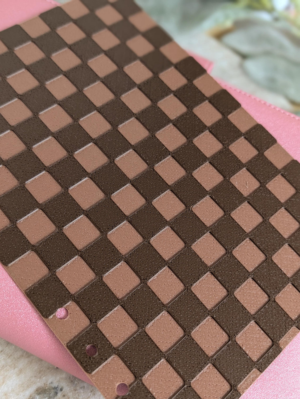 Chocolate Brown Checkered Planner Dashboard Decorative Check Design Decor Notebook Flyleaf Insert for A5 3D Printed Journal Cover
