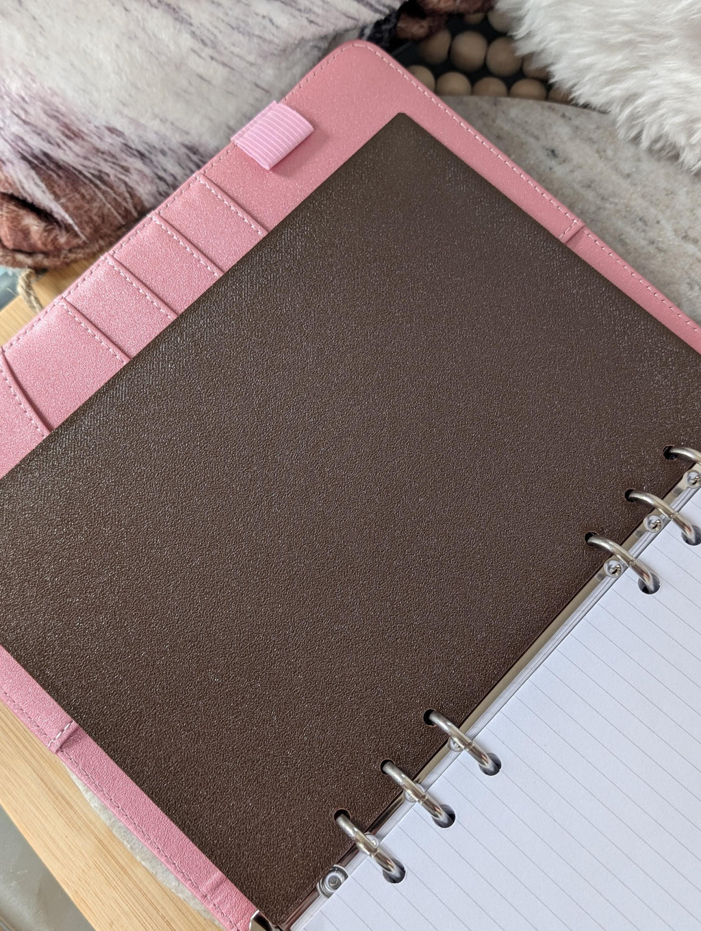 Chocolate Brown Checkered Planner Dashboard Decorative Check Design Decor Notebook Flyleaf Insert for A5 3D Printed Journal Cover