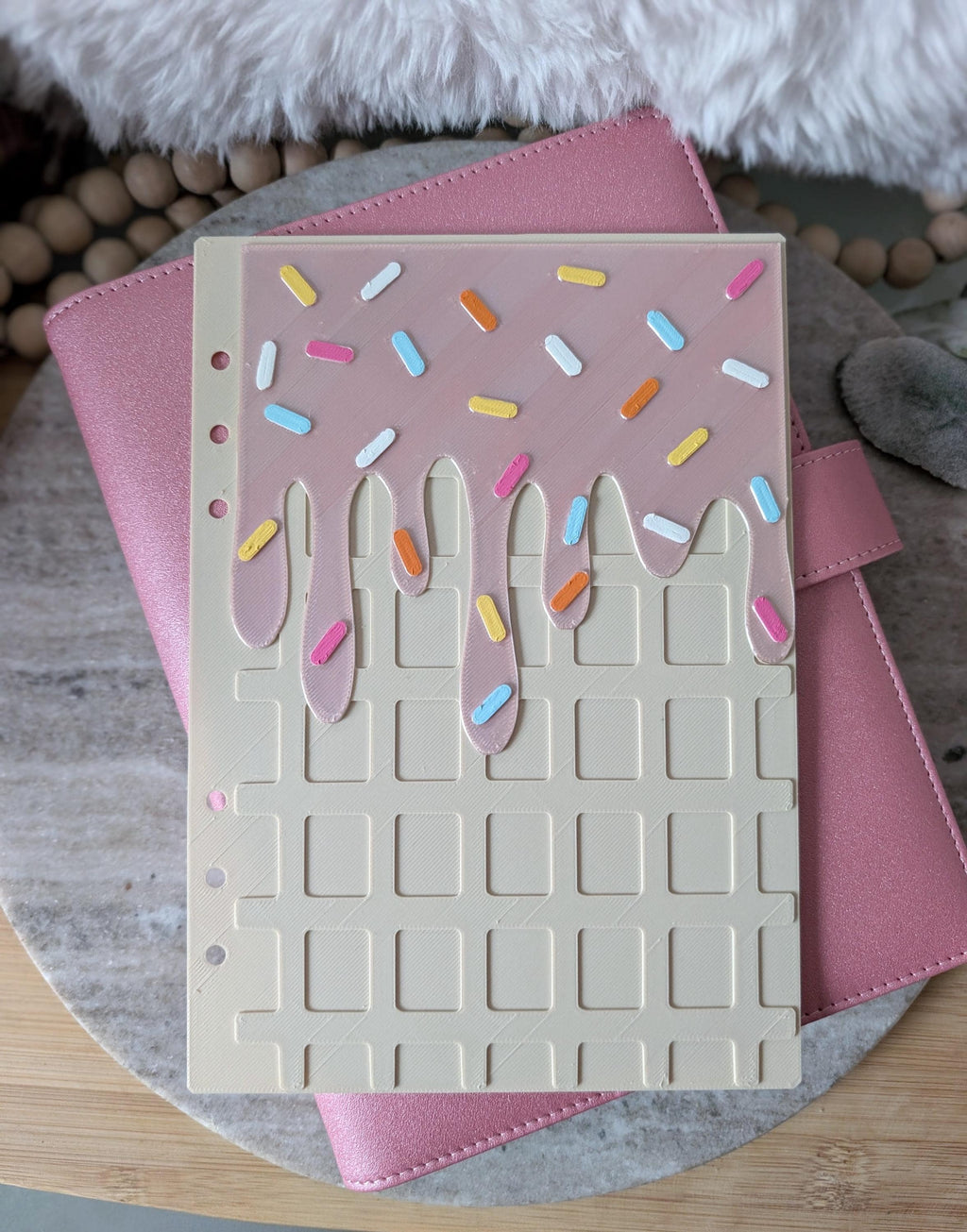 Ice Cream with Sprinkles Theme Planner Dashboard Decorative Dessert Design Decor Notebook Flyleaf Insert for A5 3D Printed Journal Cover