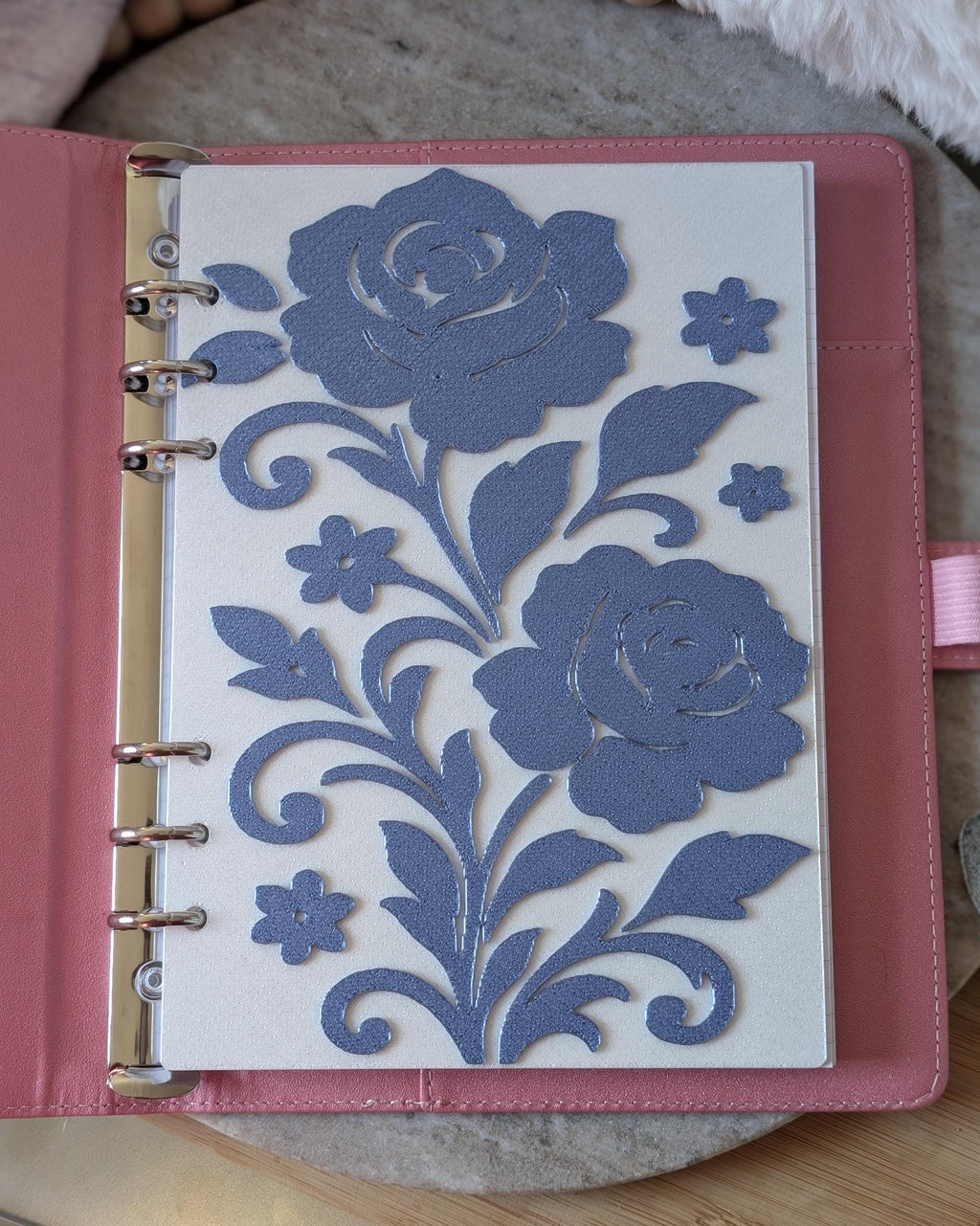 Blue Floral Planner Dashboard Decorative Chinoiserie Design Decor Notebook Flyleaf Insert for A5 3D Printed Journal Cover