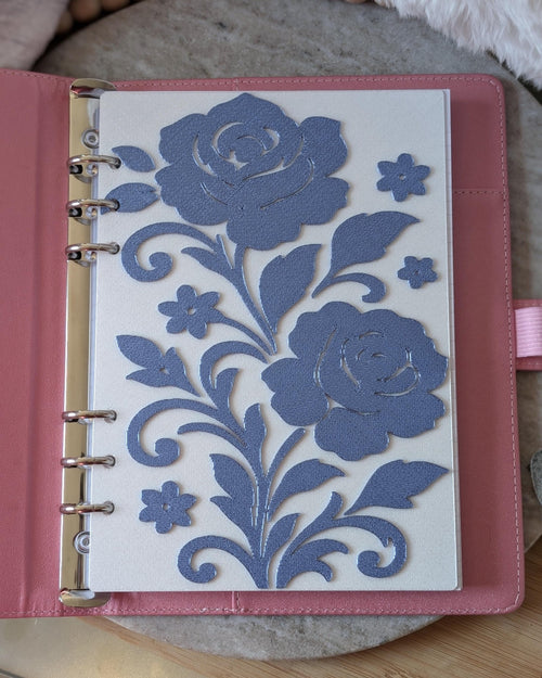Blue Floral Planner Dashboard Decorative Chinoiserie Design Decor Notebook Flyleaf Insert for A5 3D Printed Journal Cover