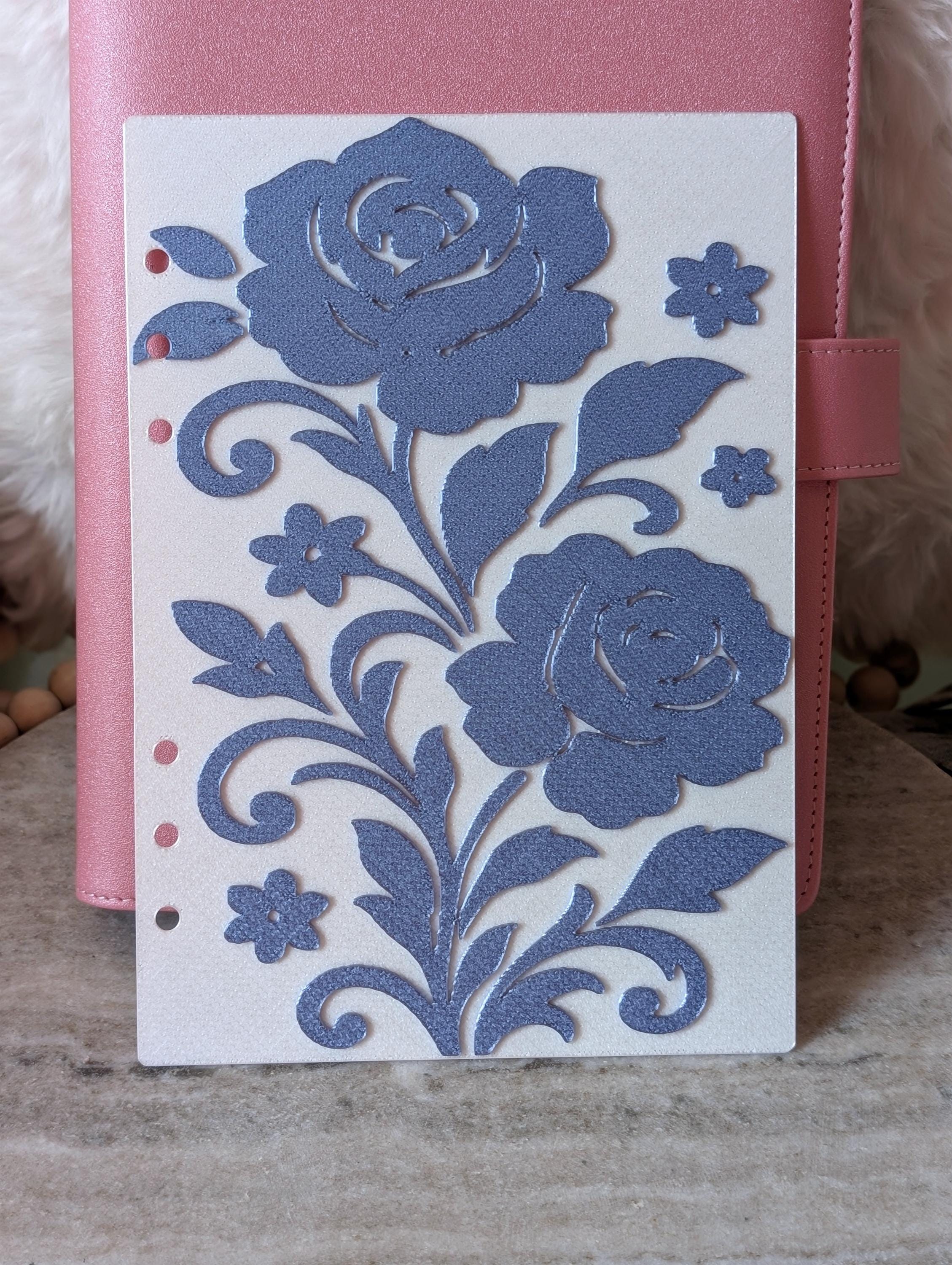 Blue Floral Planner Dashboard Decorative Chinoiserie Design Decor Notebook Flyleaf Insert for A5 3D Printed Journal Cover