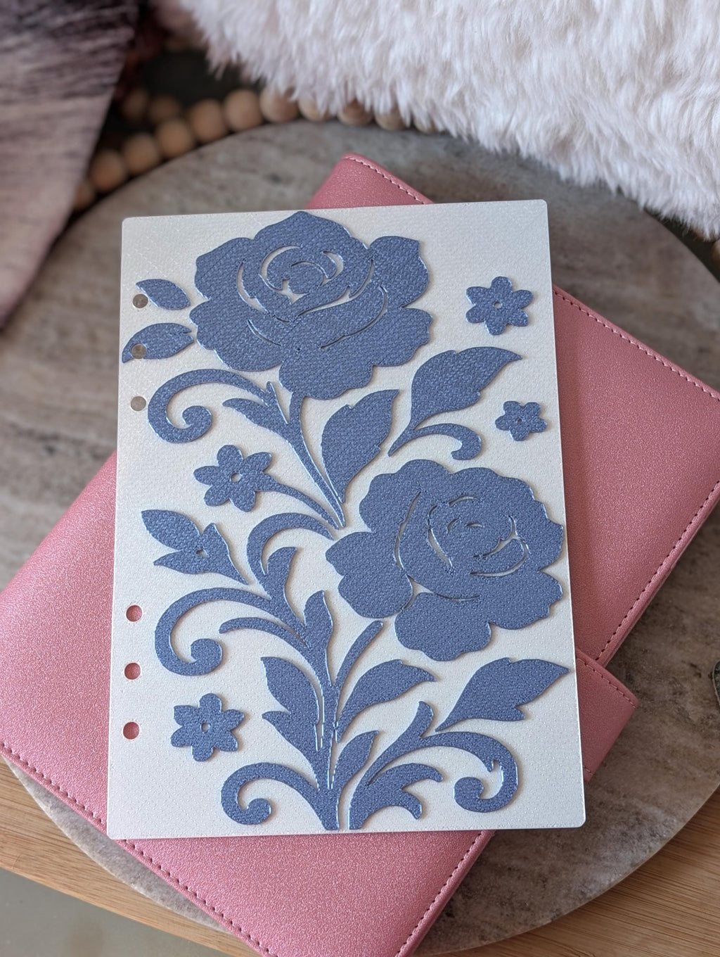 Blue Floral Planner Dashboard Decorative Chinoiserie Design Decor Notebook Flyleaf Insert for A5 3D Printed Journal Cover