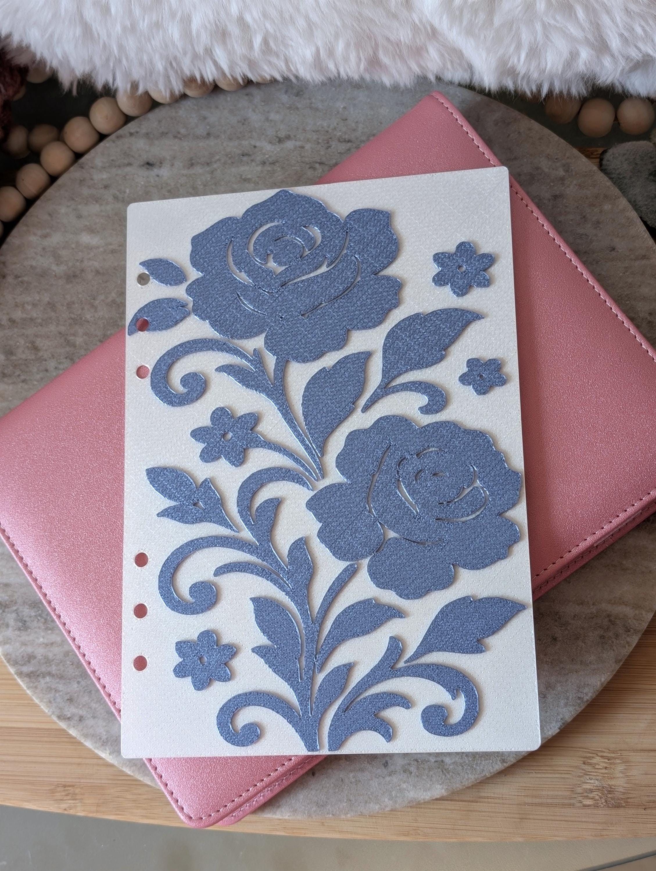 Blue Floral Planner Dashboard Decorative Chinoiserie Design Decor Notebook Flyleaf Insert for A5 3D Printed Journal Cover