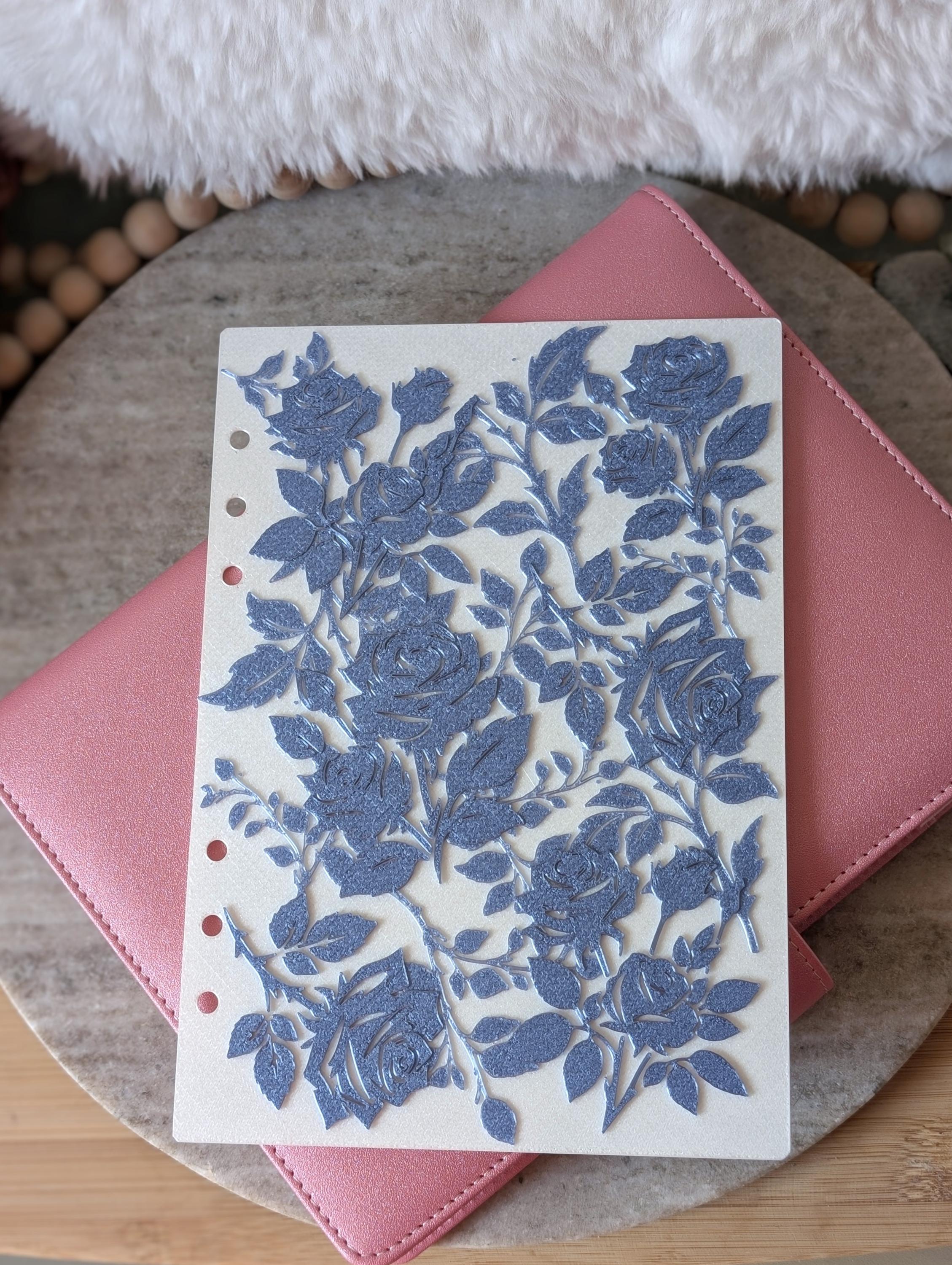 Blue Roses Planner Dashboard Decorative Chinoiserie Design Decor Notebook Flyleaf Insert for A5 3D Printed Journal Cover