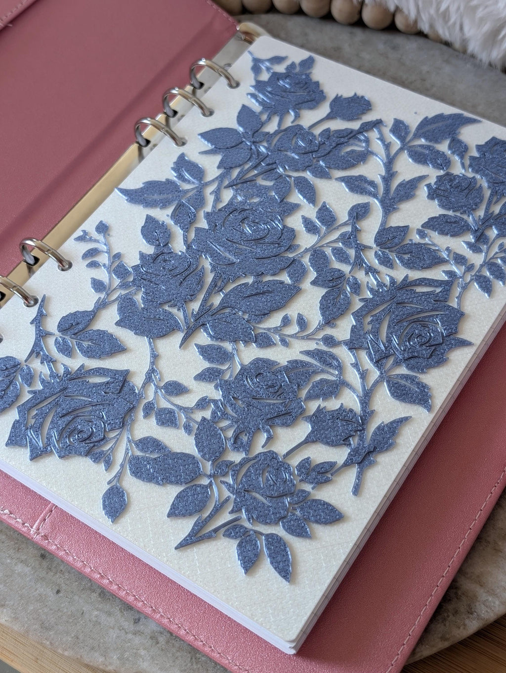 Blue Roses Planner Dashboard Decorative Chinoiserie Design Decor Notebook Flyleaf Insert for A5 3D Printed Journal Cover
