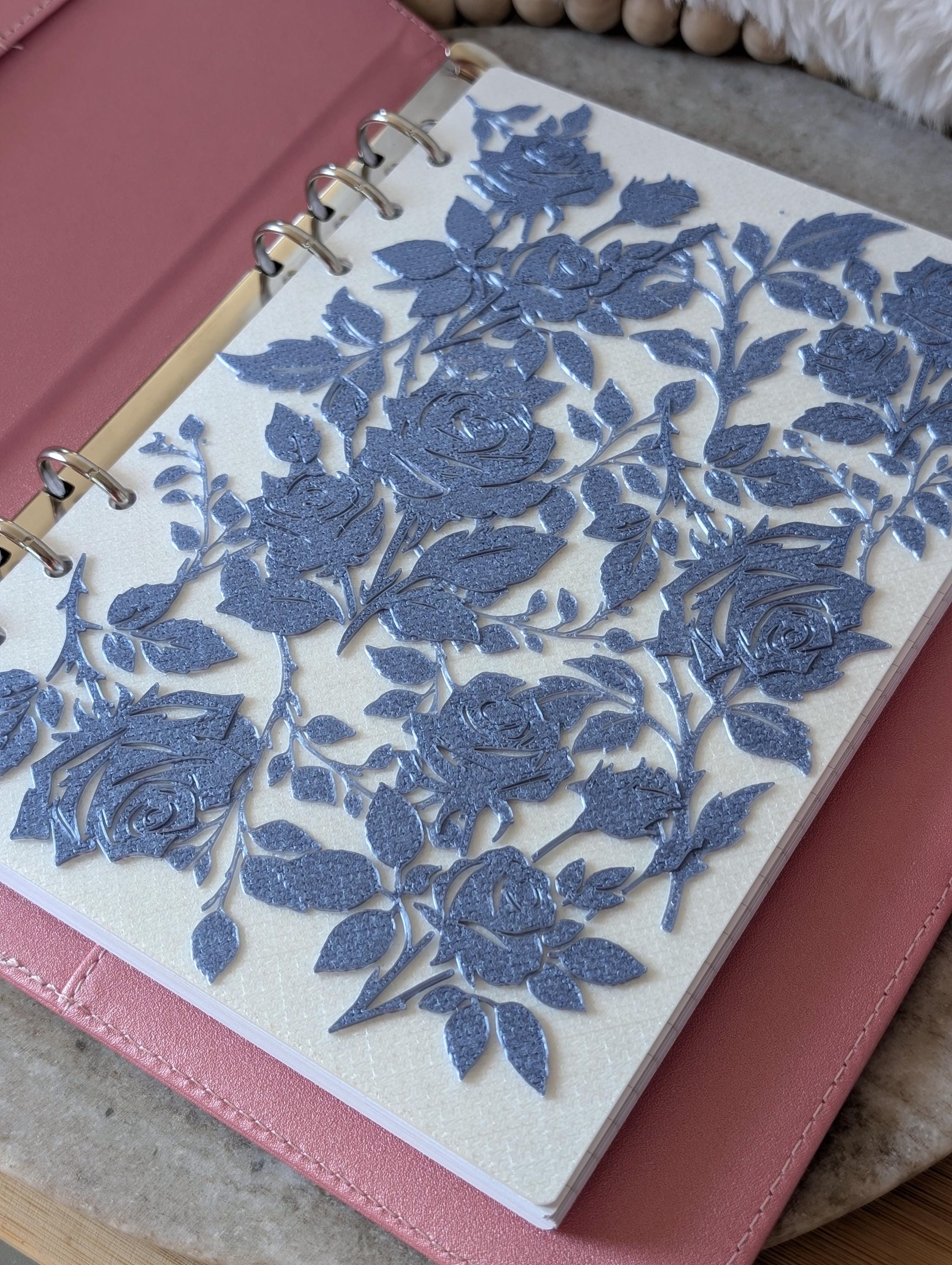 Blue Roses Planner Dashboard Decorative Chinoiserie Design Decor Notebook Flyleaf Insert for A5 3D Printed Journal Cover