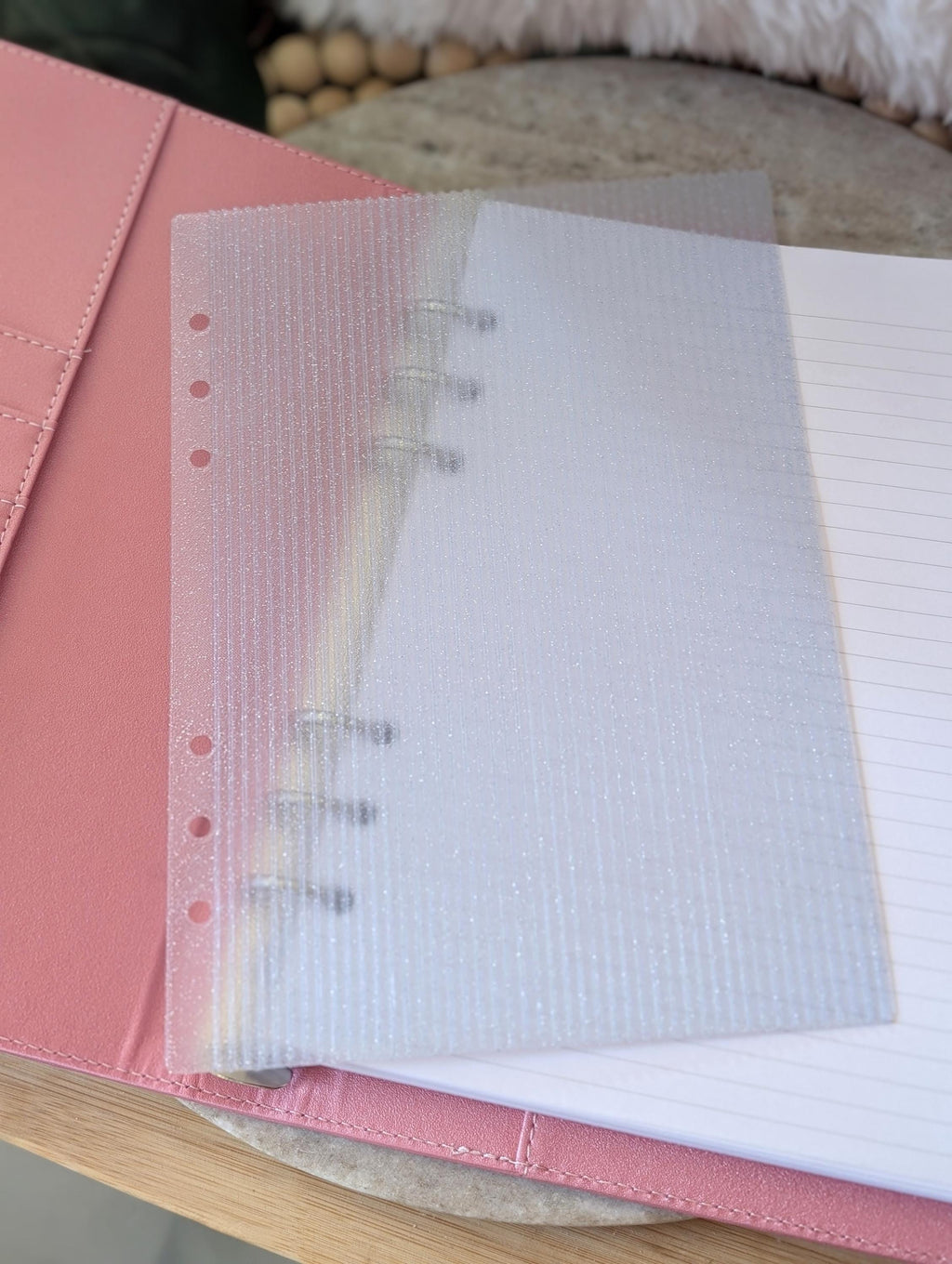 Fluted Dashboard Glitter Light Blue Frosted Design Decor for Planner Insert for A6 Personal A5 planner binders 3d Printed Clear Insert