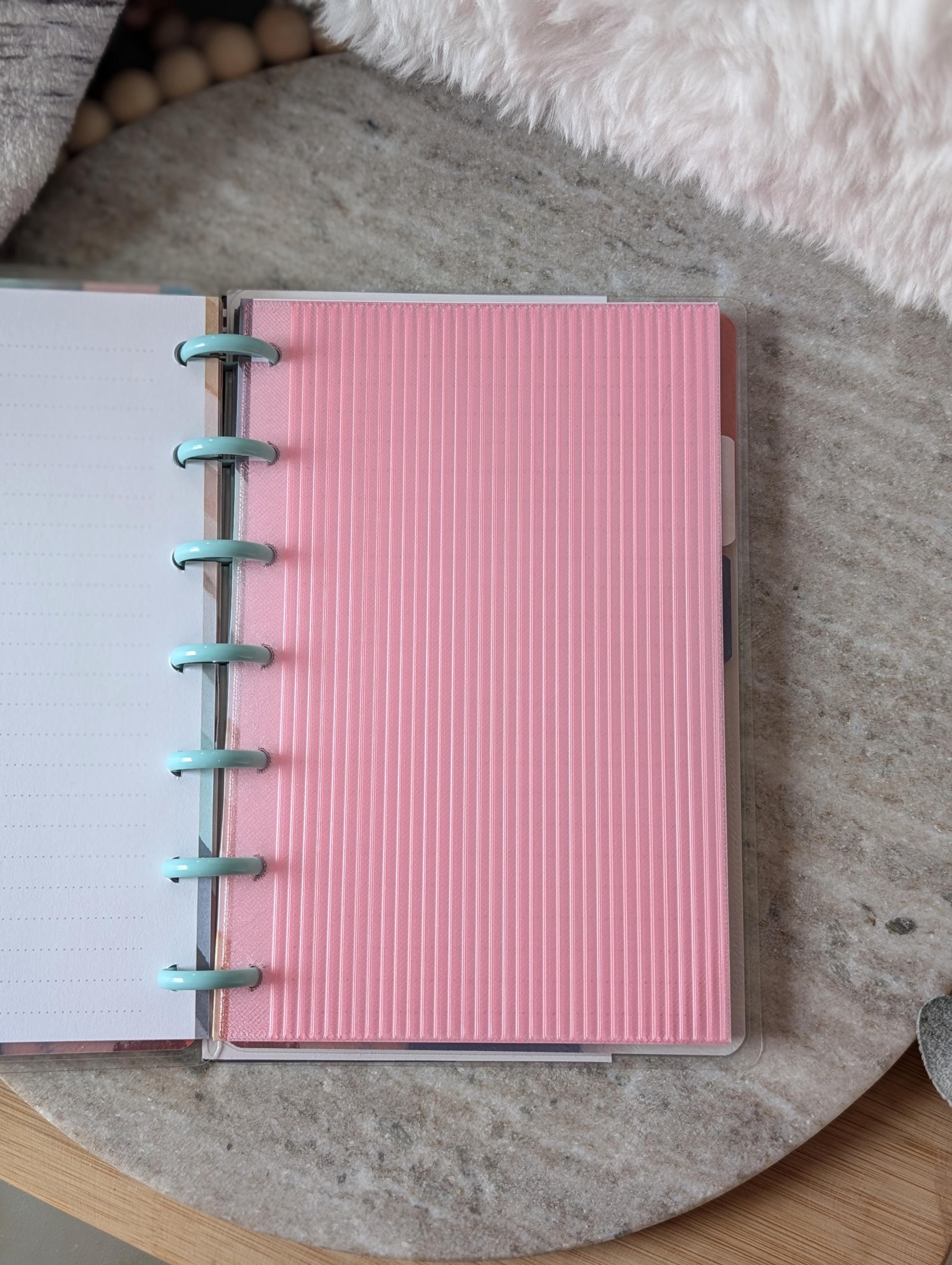 Fluted Dashboard Dark Pink Frosted Design Decor for Planner Insert for A6 Personal A5 planner Disc binders 3d Printed Clear Insert Dividers
